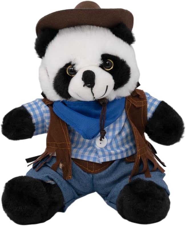 Panda Bear Stuffed Toy in Cowboy Costume - 16-Inch Dressed Stuffed Teddy Bear, Huggable Cute Plushie with Clothes, Gift for Kids Plush Gear