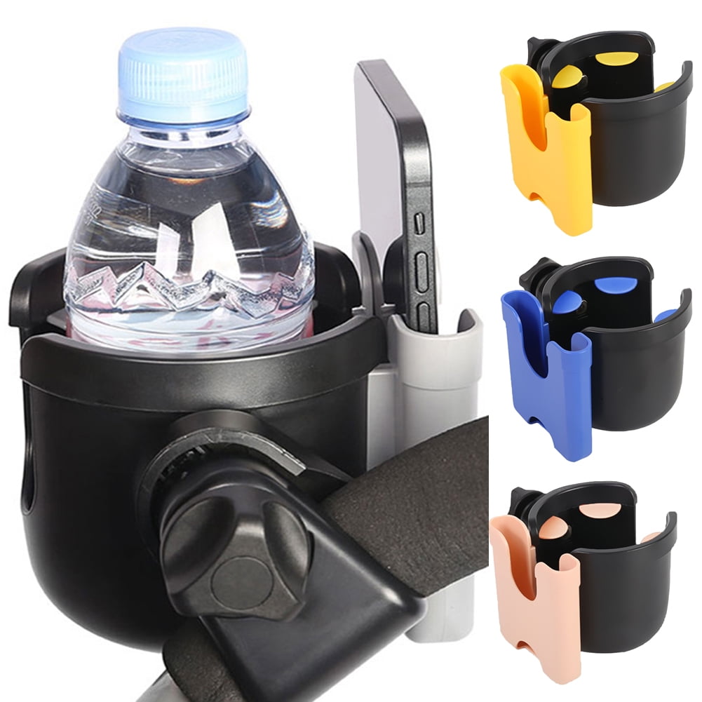 Travelwant Walker Cup Holder-2 in 1 Universal Baby Stroller Cup Holders,Large Caliber Designed with Phone Holder, 360 Degrees Rotation Bottle Rack Holder for Baby Stroller, Buggy Travelwant