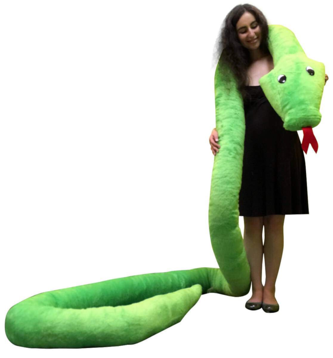 American Made Giant Stuffed Snake 18 Feet Long Soft Green Big Plush Serpent Big Plush