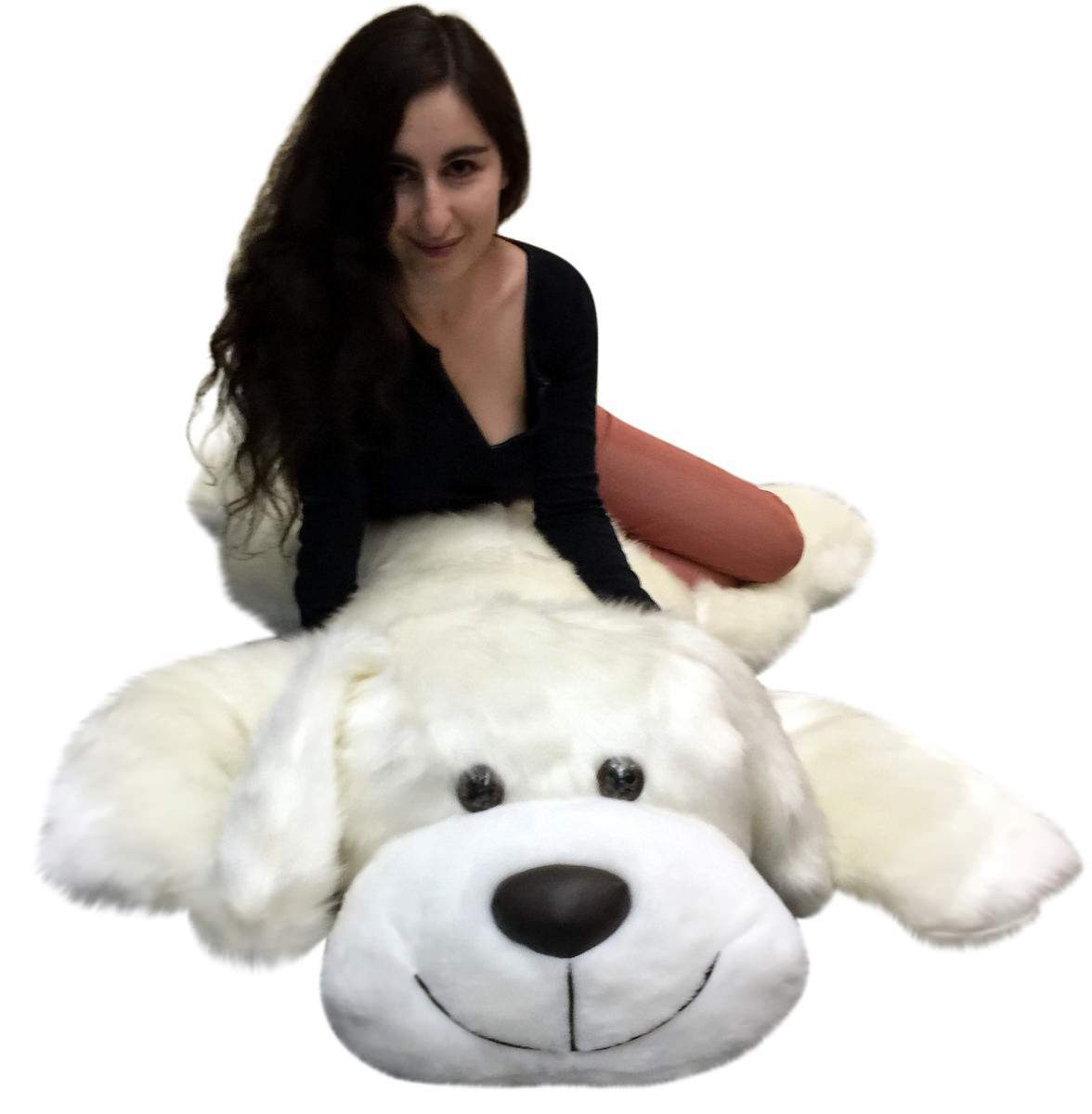 American Made Giant Stuffed 5 Foot Dog 60 Inch Soft Large Plush Puppy White Color Big Plush