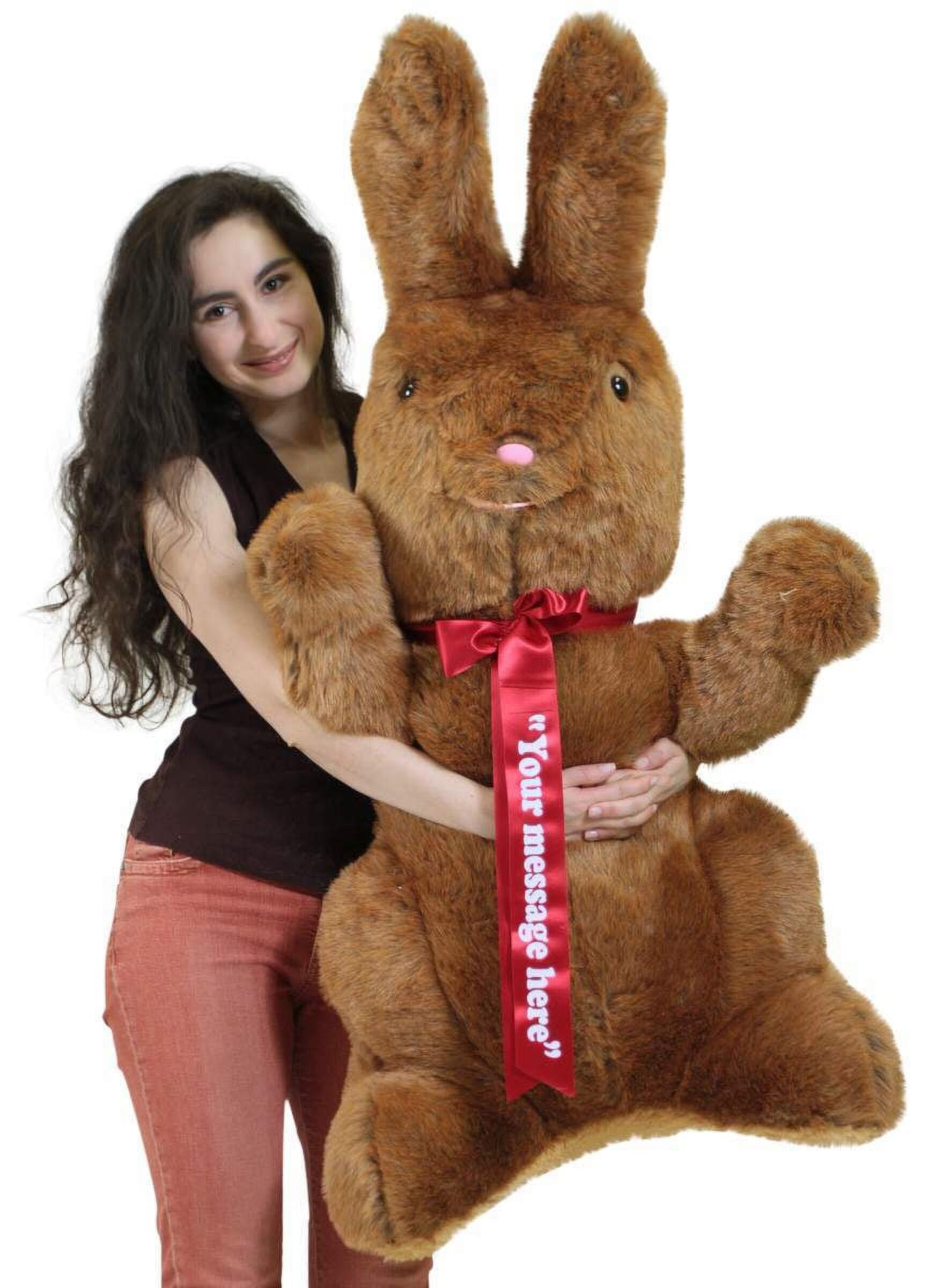 Giant Stuffed Brown Bunny 42 Inch Soft American Made Plush Rabbit Made in USA America Big Plush