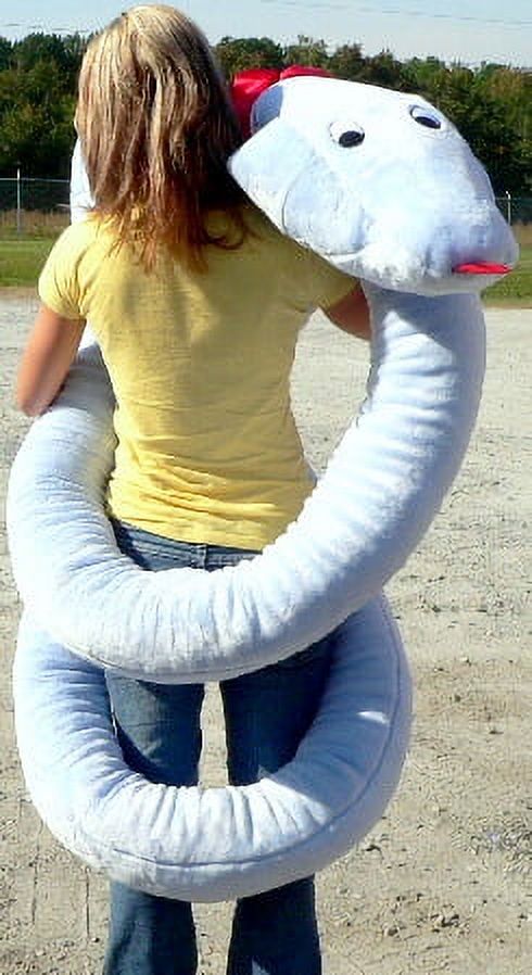 American Made Giant Stuffed Snake 18 Feet Long Big Plush Light Blue Serpent Made in the USA America Big Plush