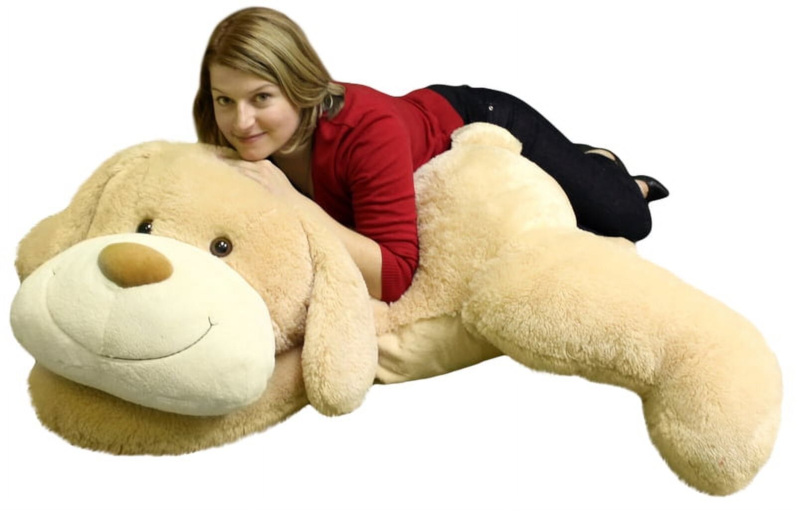 Giant Stuffed Puppy Dog 5 Feet Long Squishy Soft Extremely Large Plush Cream Color Big Plush