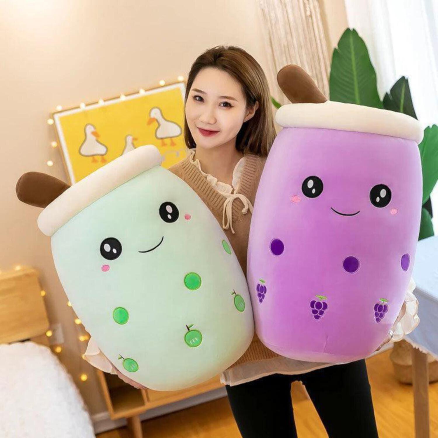 Giant Boba Plush 50cm 70cm XL Bubble Tea Large Boba Stuffed Pillow Plush Unknown