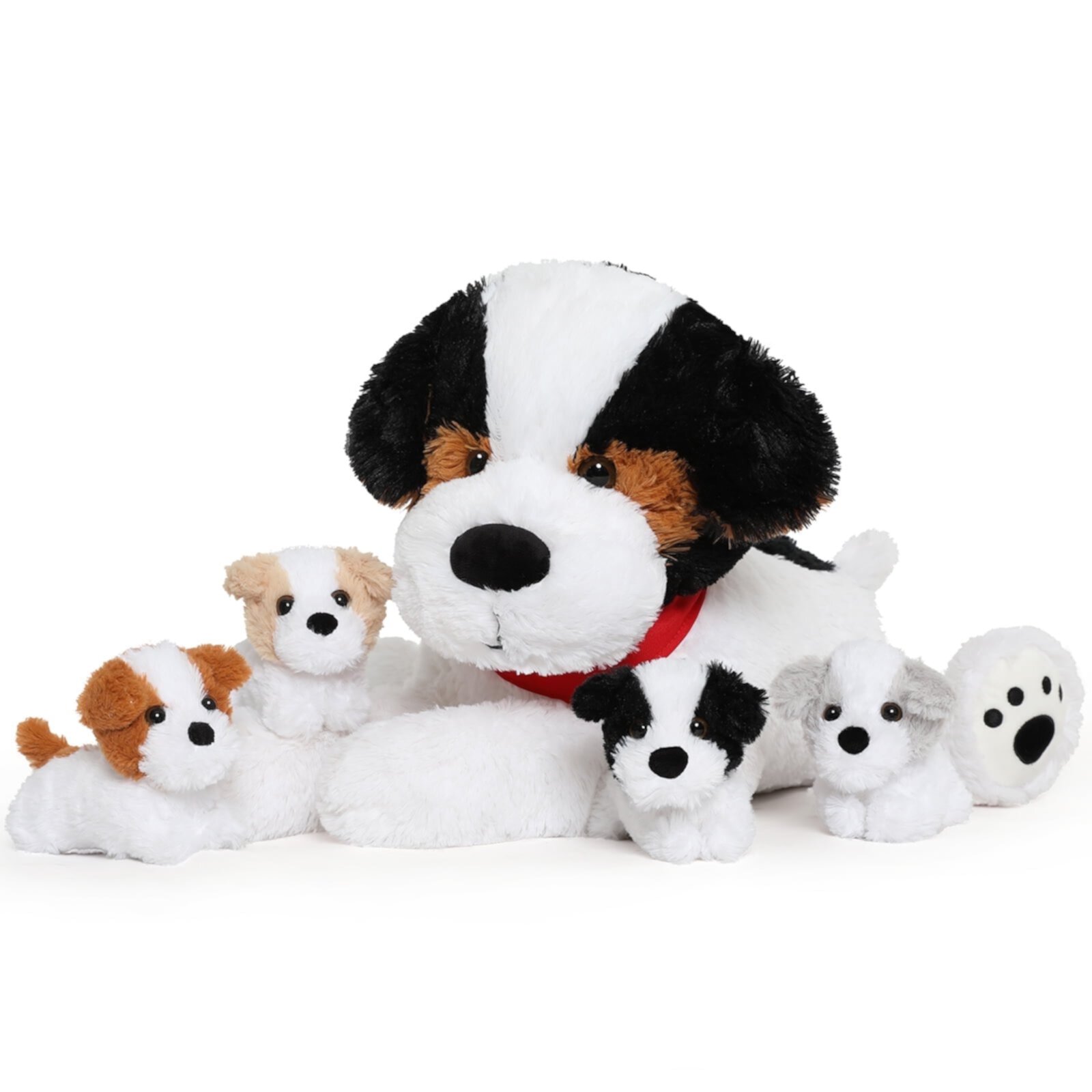 MorisMos 24'' Dog Stuffed Animal Stuffed Dog Mommy with 4 Babies Visit the Morismos Store