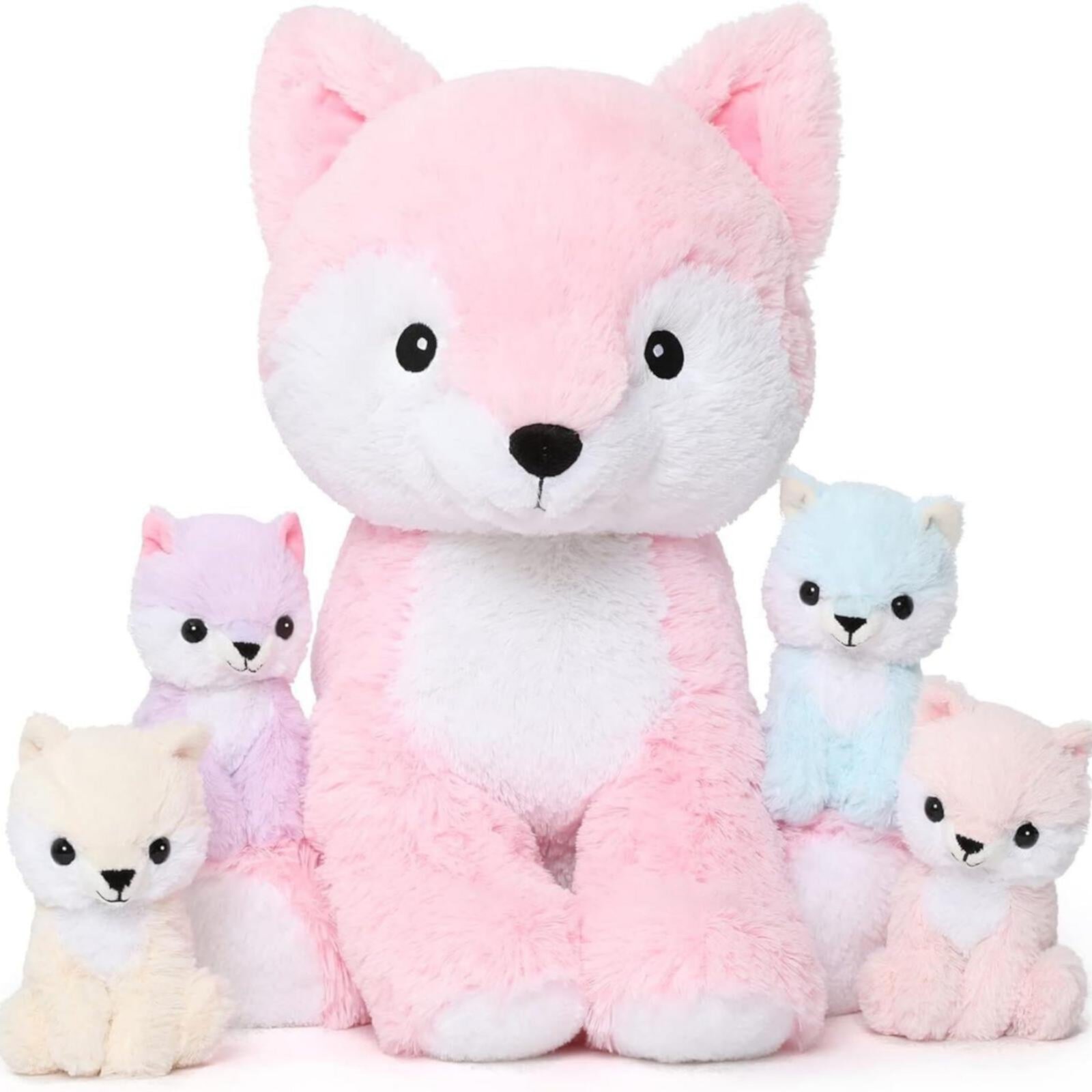 MorisMos 20'' Fox Stuffed Animals Fox Plush Toy Stuffed Mommy Fox with 4 Babies Visit the Morismos Store