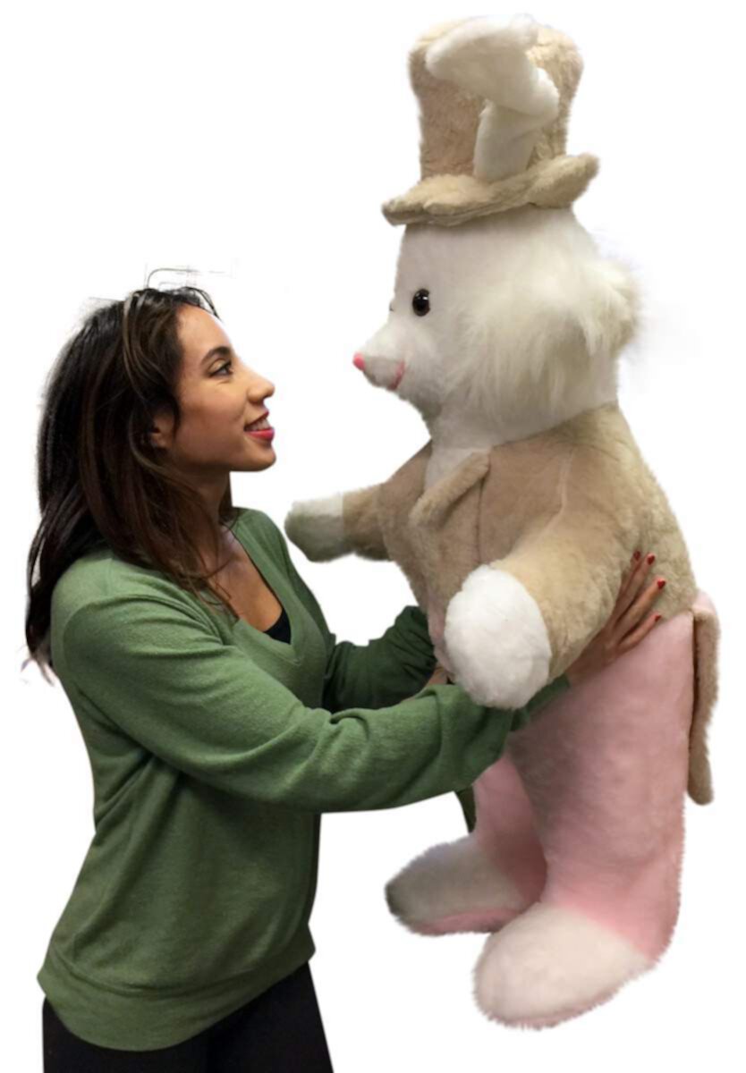 American Made Giant Stuffed Bunny Rabbit Wearing Tuxedo 4 Feet Tall Pink Pants Big Plush Rabbit Big Plush