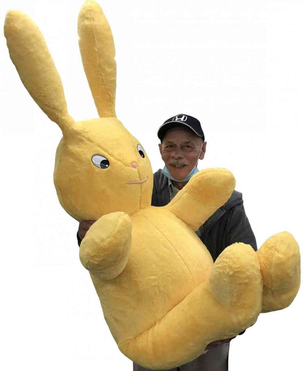 American Made Giant Stuffed Easter Bunny 62 Inches Yellow Soft Big Plush Rabbit 5.2 Feet Tall Made in USA Big Plush