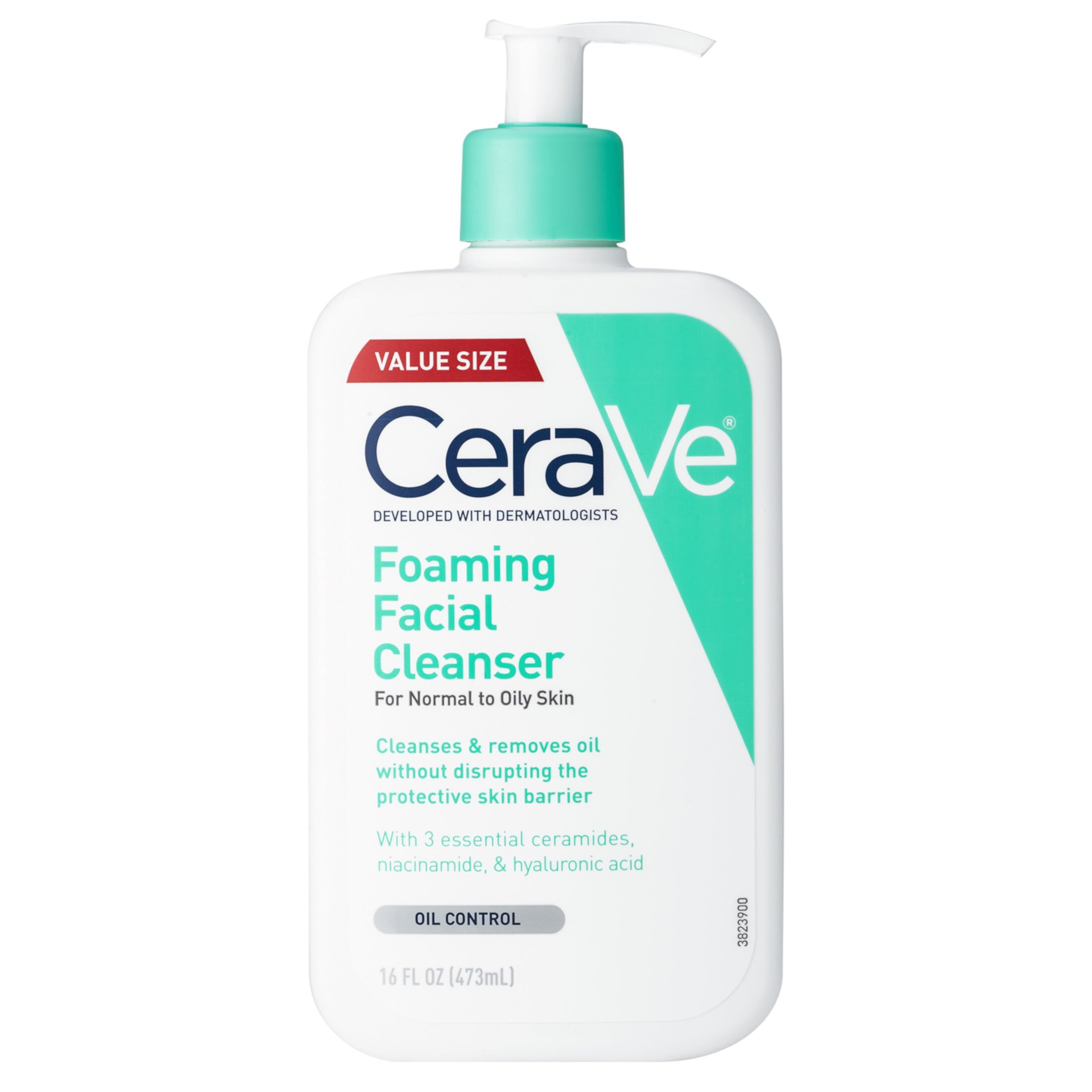 CeraVe Foaming Facial Cleanser, Oil Control Face & Body Wash for Normal to Oily Skin, 16 fl oz. CeraVe