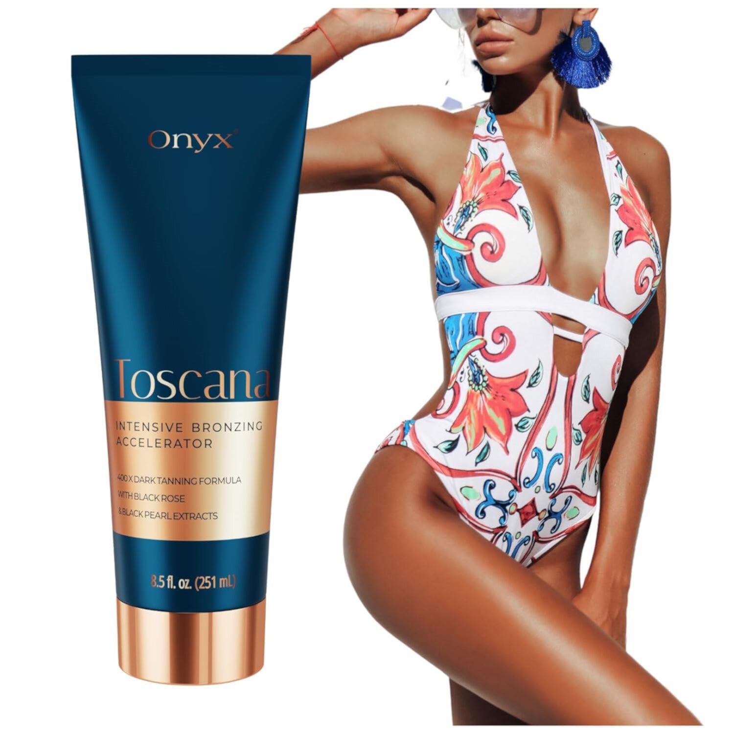 Onyx Toscana White Bronzing Tanning Lotion – Mystic Oil Formula Bronzer for Streak-Free, Stain-Free Tan & Sensitive Skin Onyx