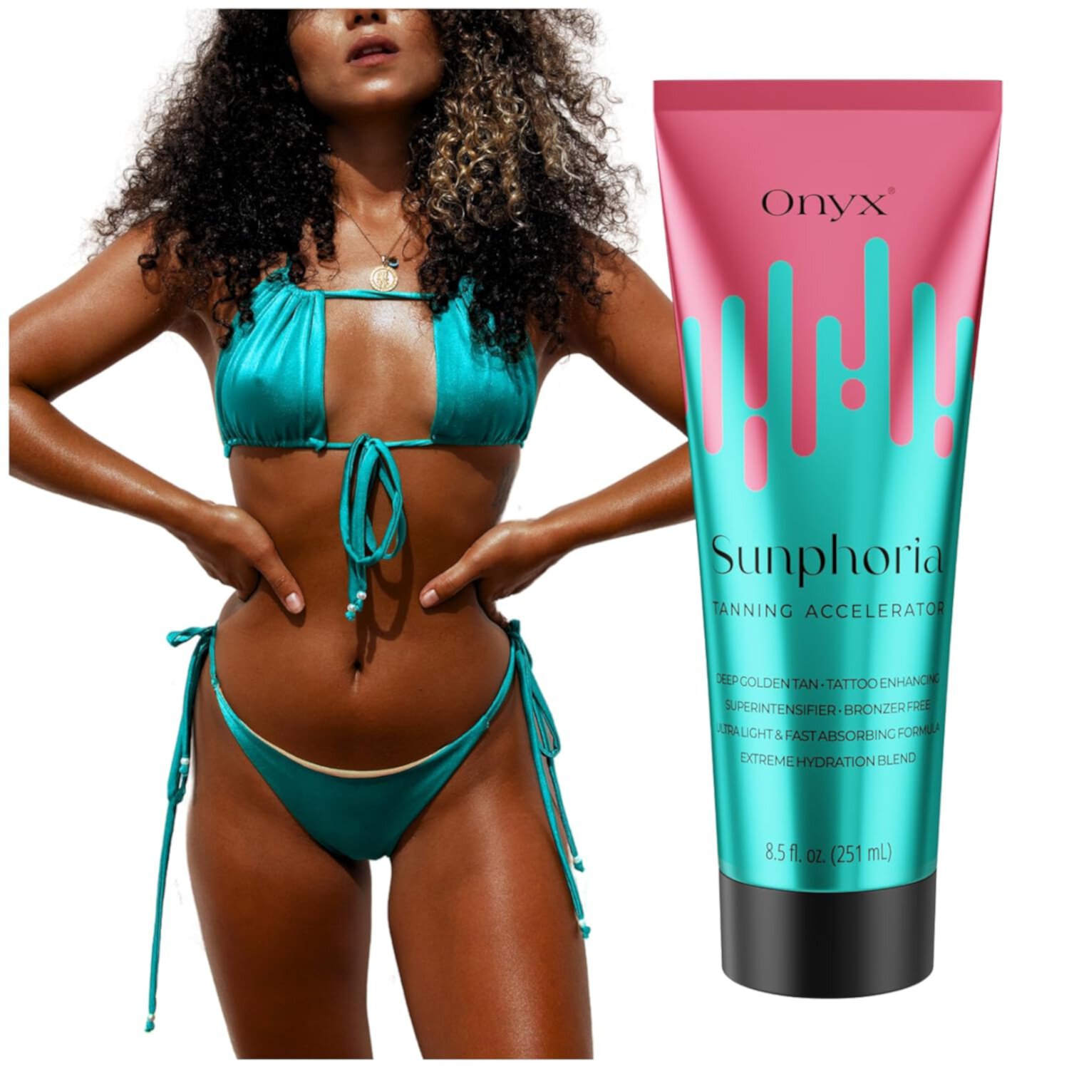 Onyx Sunphoria Tanning Accelerator – Bronzer-Free Lotion for Indoor & Outdoor Use, Streak-Free Hydrating Formula Onyx