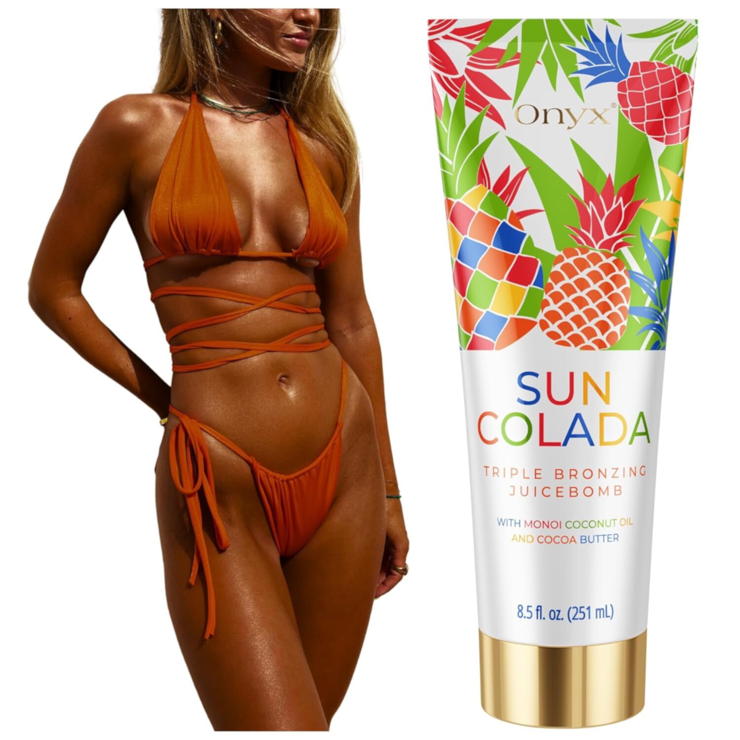 Onyx Suncolada Triple Bronzing Tanning Lotion –  Indoor Outdoor Use & Long-Lasting Hydration Onyx