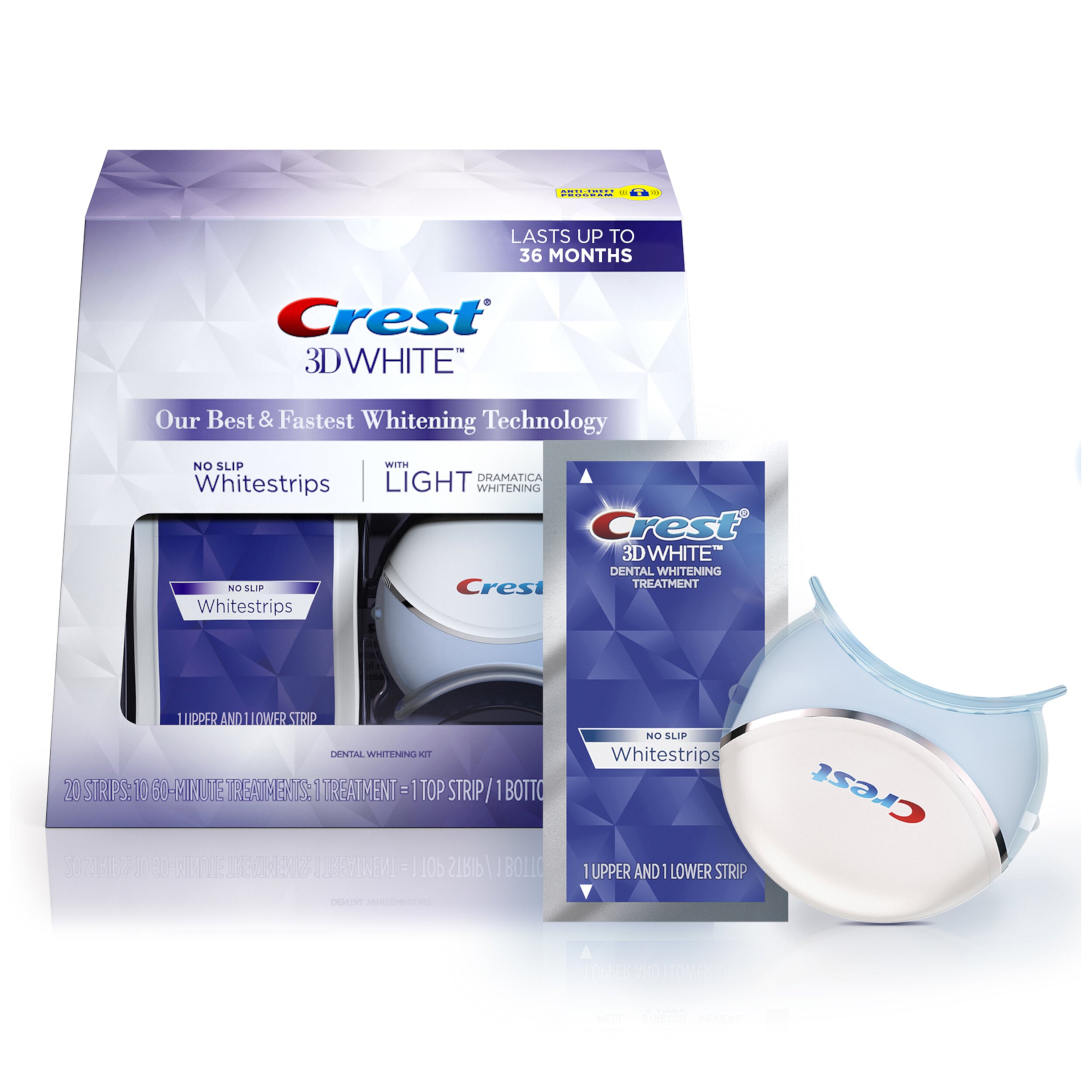 Crest 3D Whitestrips with Light Teeth Whitening Strip Kit, 10 Treatments Crest