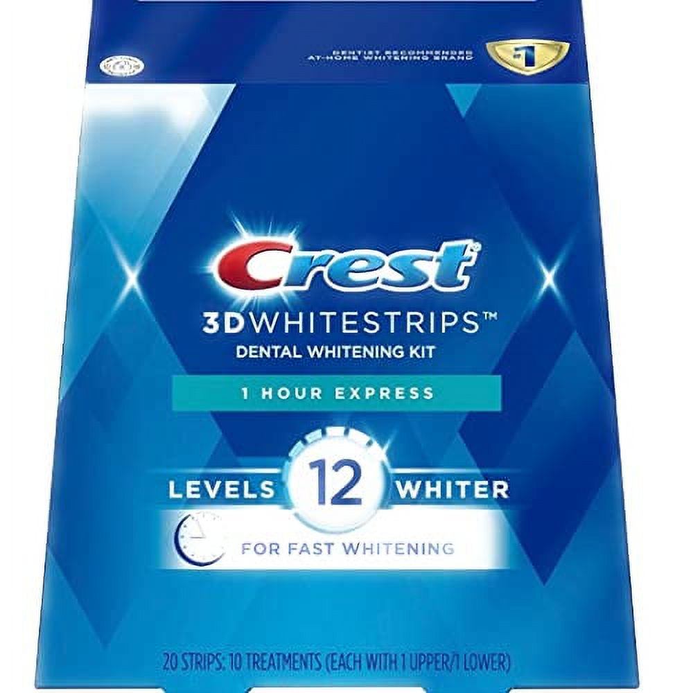 Crest 3D Whitestrips, 1 Hour Express, Teeth Whitening Strip Kit, 20 Strips (10 Count Pack) Crest