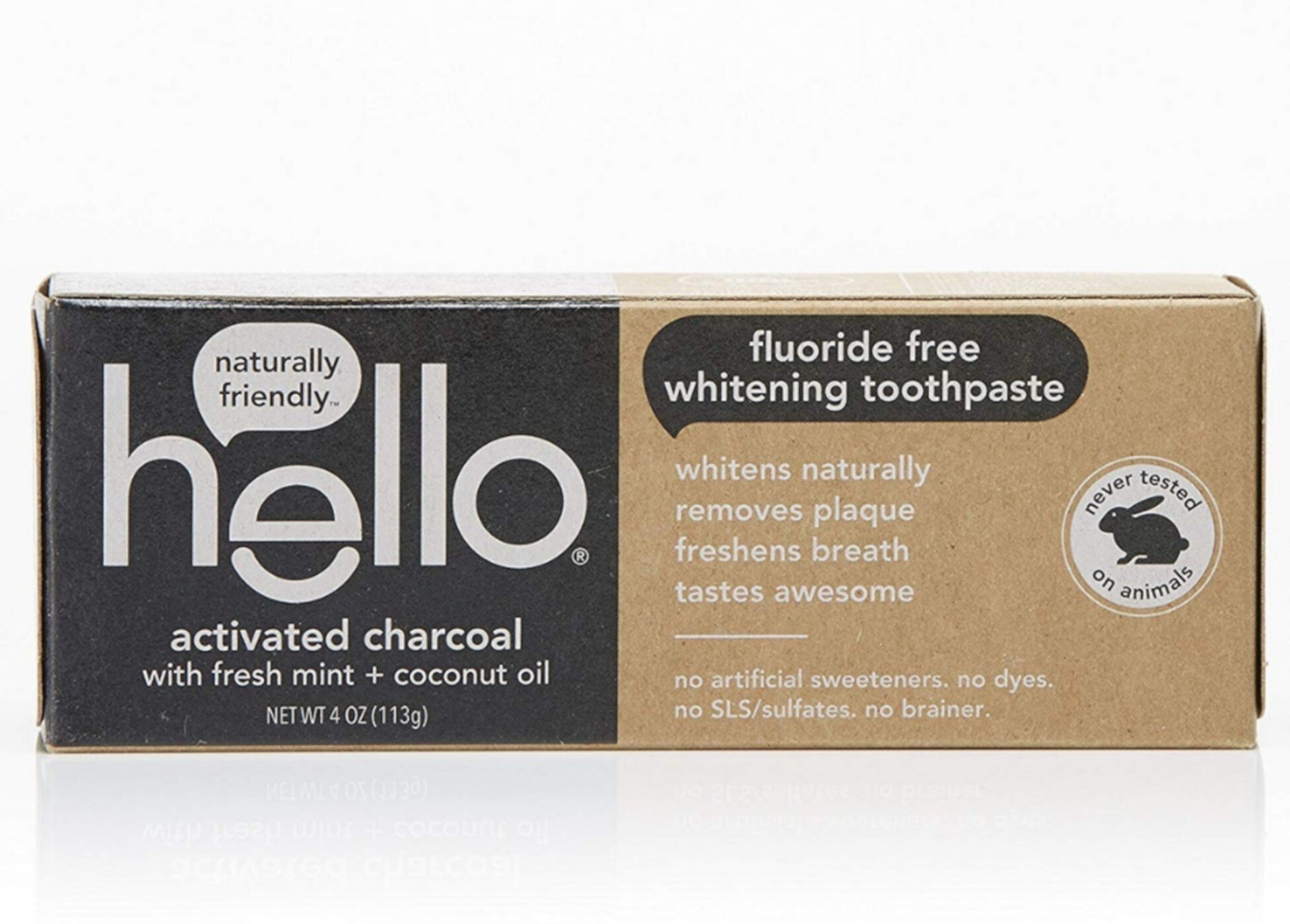 Hello Oral Care Activated Charcoal Fluoride Free Whitening Toothpaste 4 oz (Pack of 2) Hello