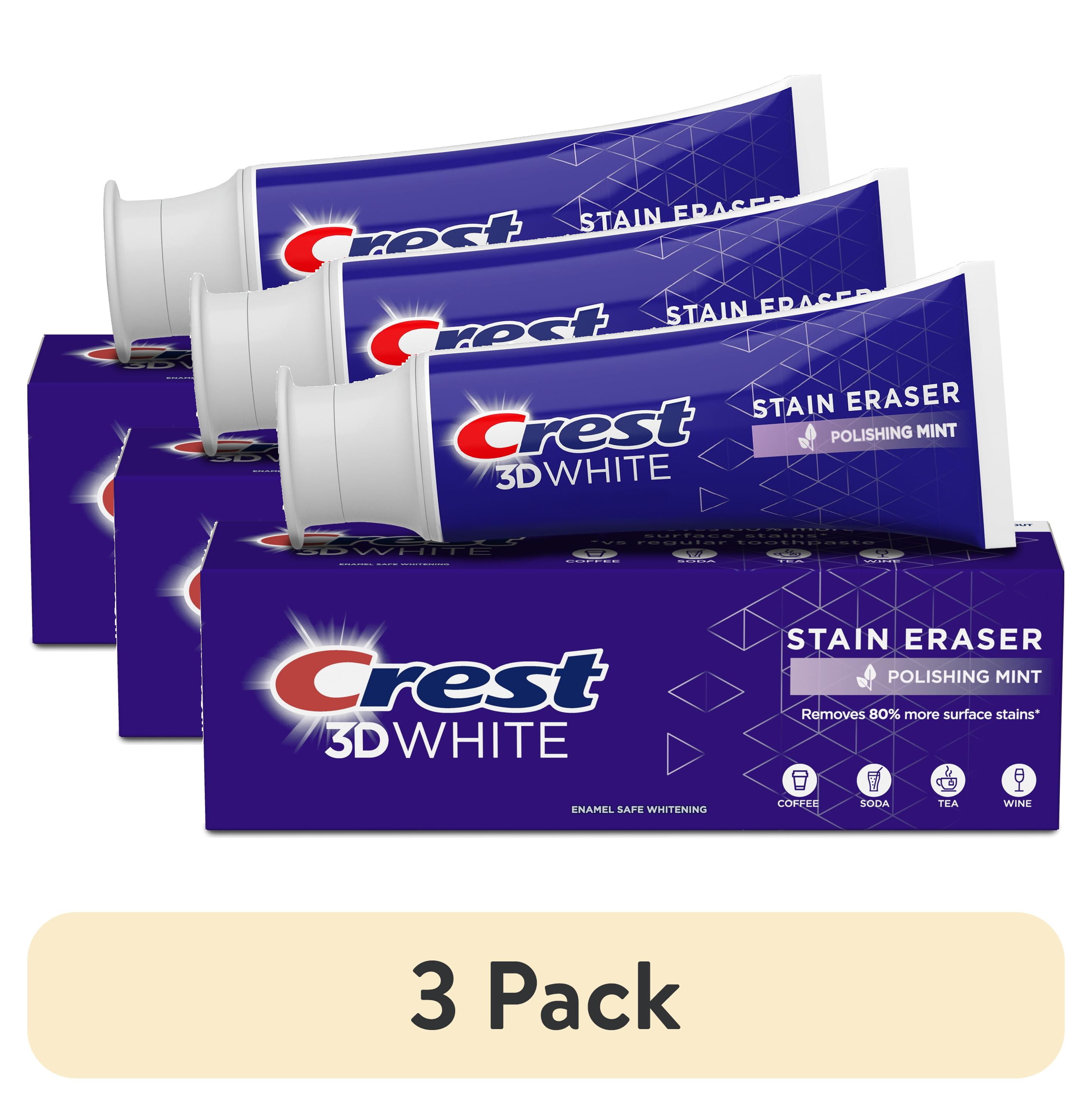 (3 pack) Crest 3D White Stain Ersr Whitening Toothpste, Polishing Mint, 3.1 oz Crest