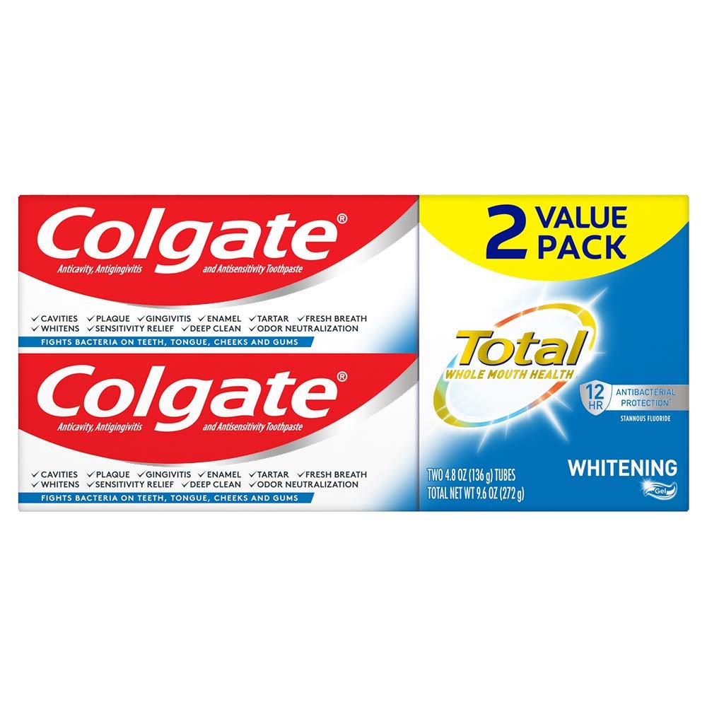 Colgate Total Toothpaste Whitening Gel, Whitening Mint, 4.8 Ounce (Pack of 2) Colgate