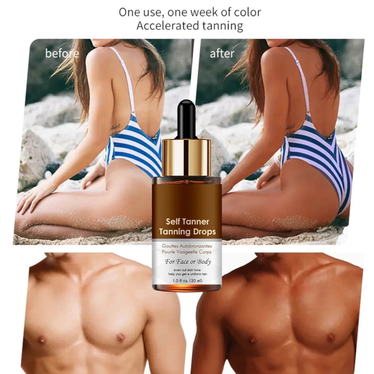 PARITY Self Tanning Drops Tanning Oil for Body, Nourishing Sunless Bronzing Drops, Natural Self Tanning for Women Men Teens Eolaks,30Ml PARITY