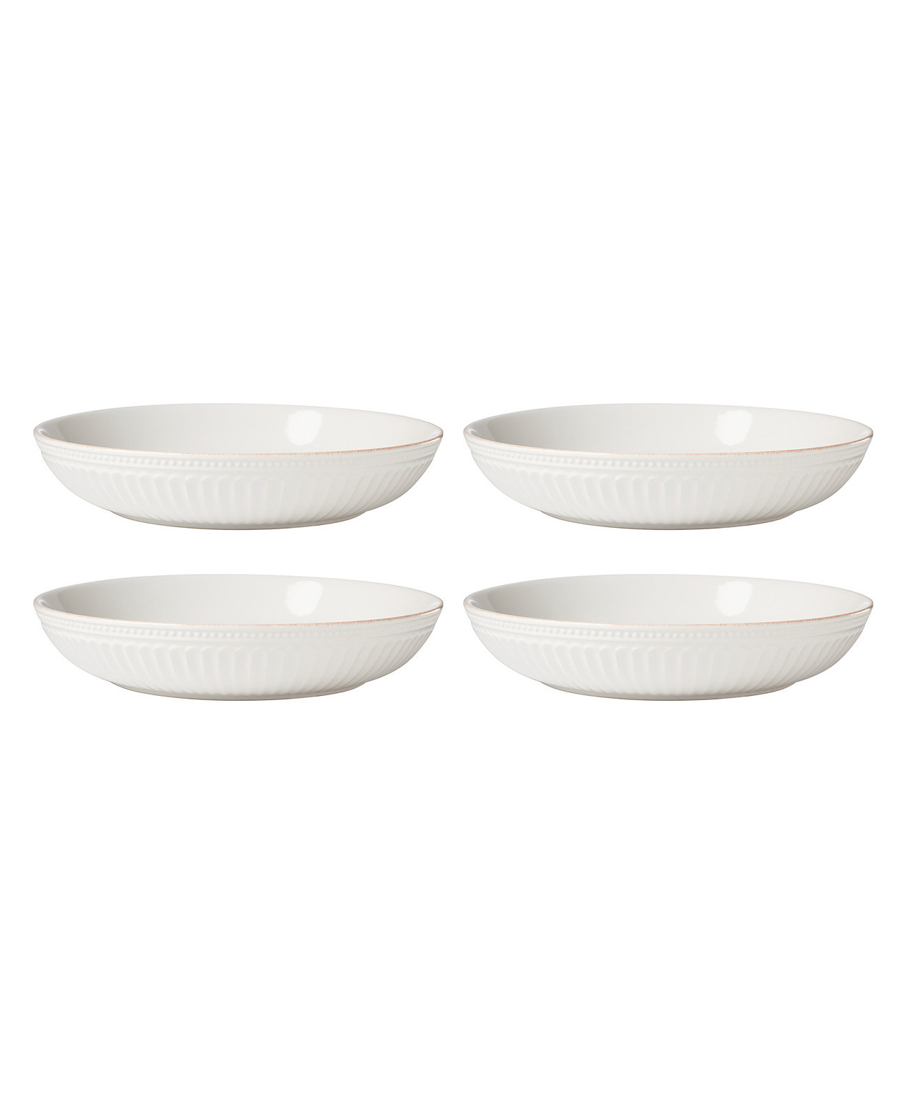 French Perle Groove Dinner Bowls, Set of 4 Lenox