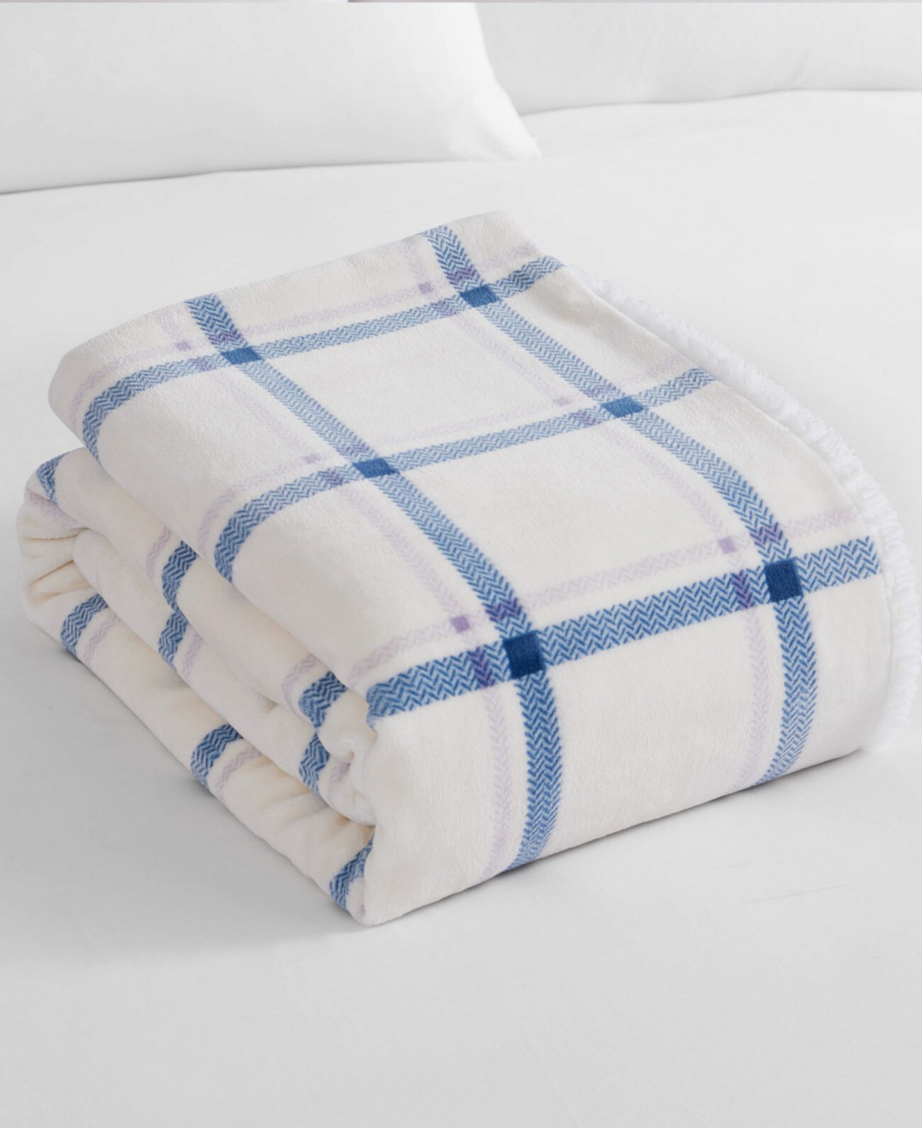 Plaid Plush Sherpa Throw, 50" x 70" Lucky Brand