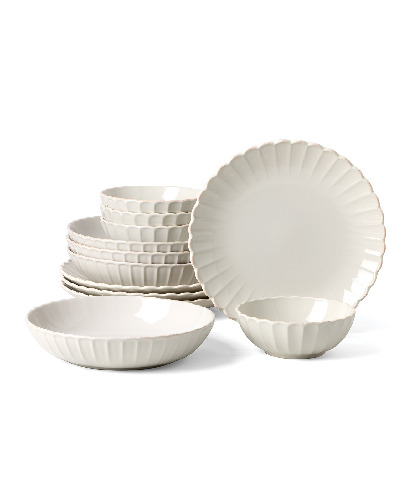 French Perle Scallop 12 Pc. Dinnerware Set, Service for 4 Lenox