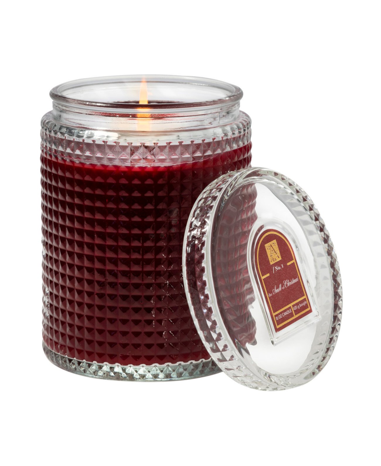 The Smell of Christmas Textured Glass Candle,15oz Aromatique