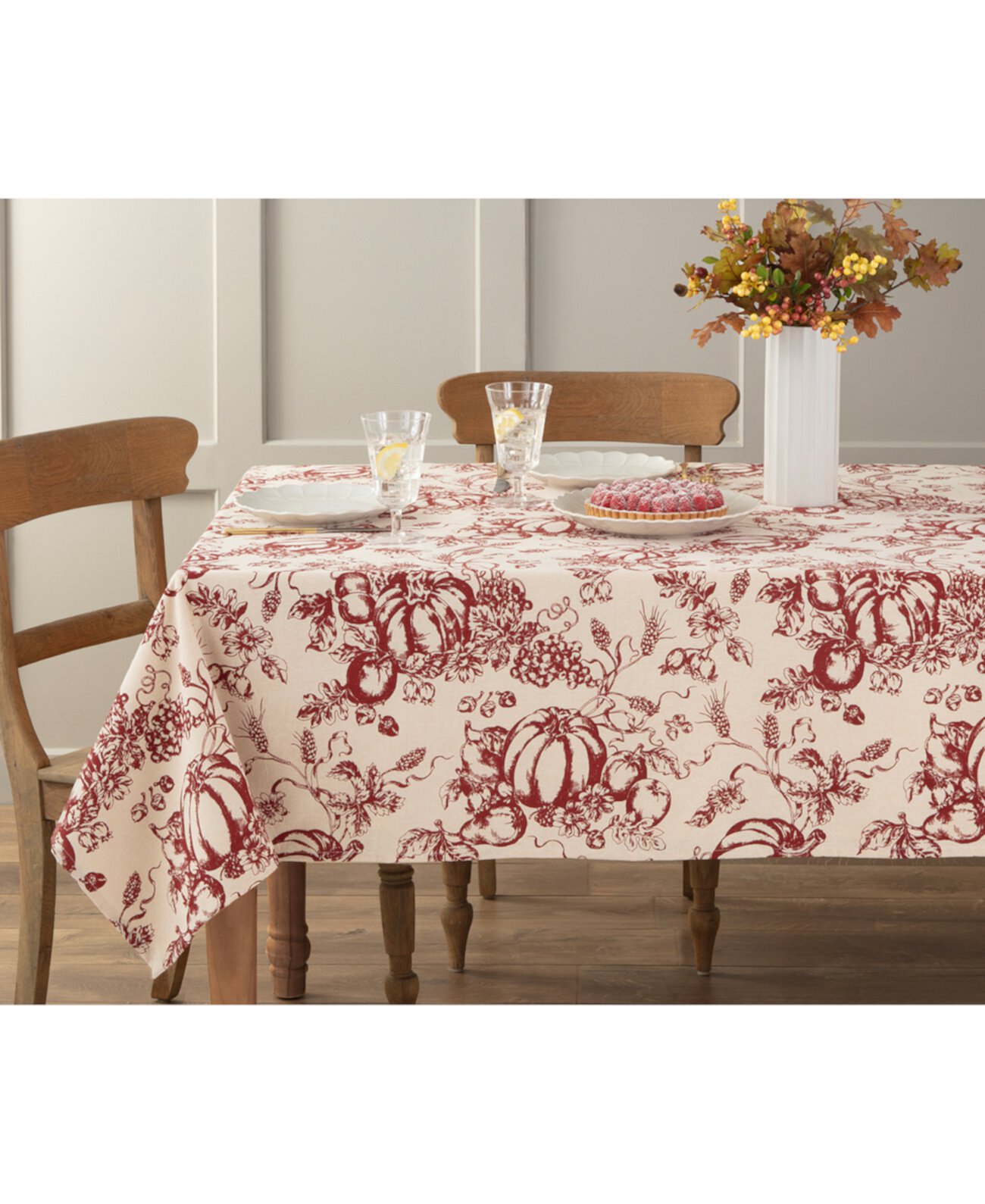 Pumpkin Printed Toile Tablecloth, 70" Round Lenox