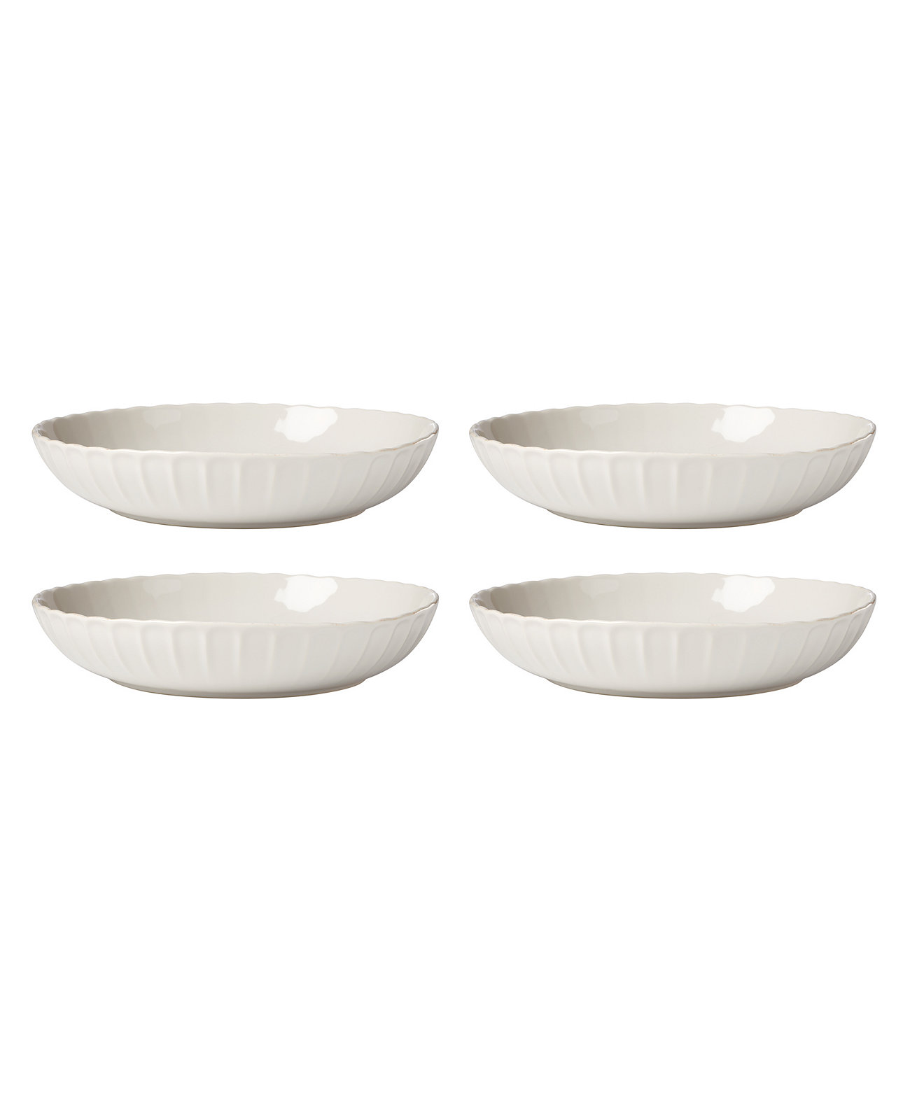 French Perle Scallop Dinner Bowls, Set of 4 Lenox