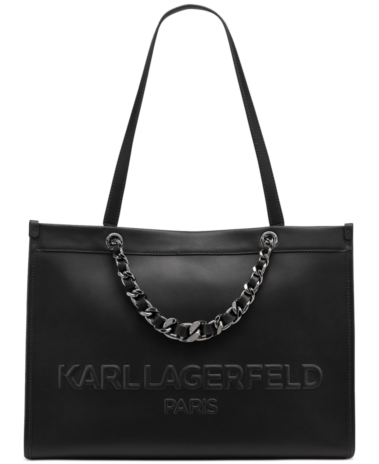 Большая кожаная сумка-тоут 38 см x 27 см x 13 см с магнитной застежкой Karl Lagerfeld Paris