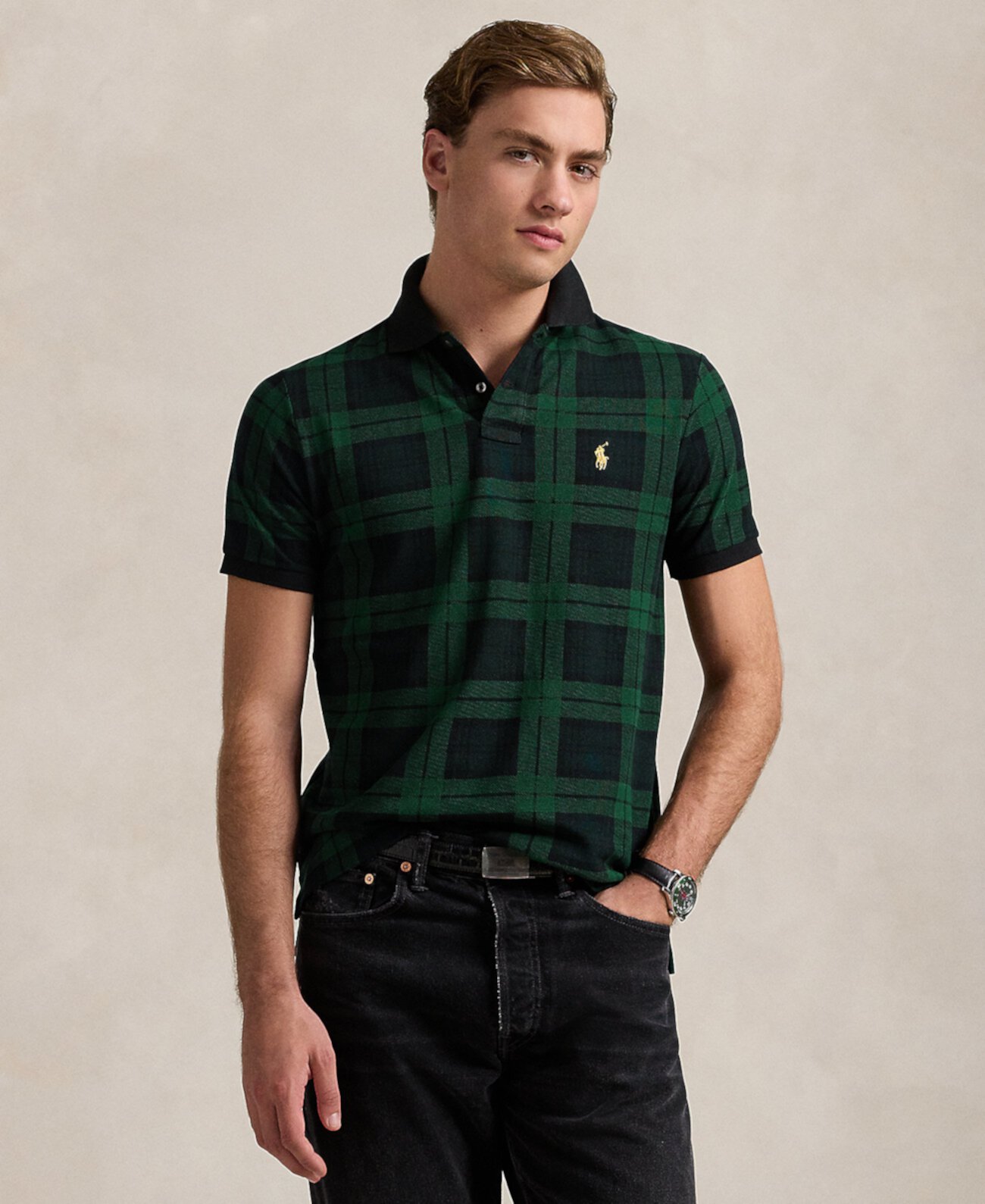 Мужская Поло рубашка Polo Ralph Lauren Custom Slim Fit в клетку Polo Ralph Lauren