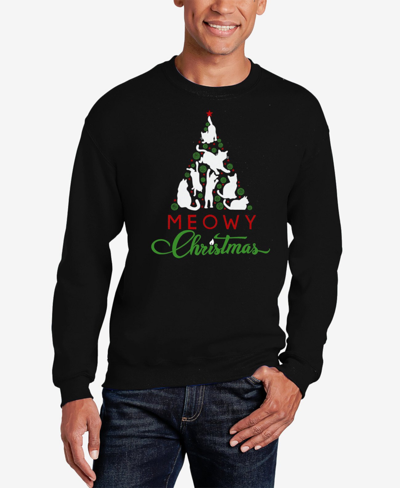 Мужская Толстовка LA Pop Art Meowy Christmas Tree Word Art LA Pop Art