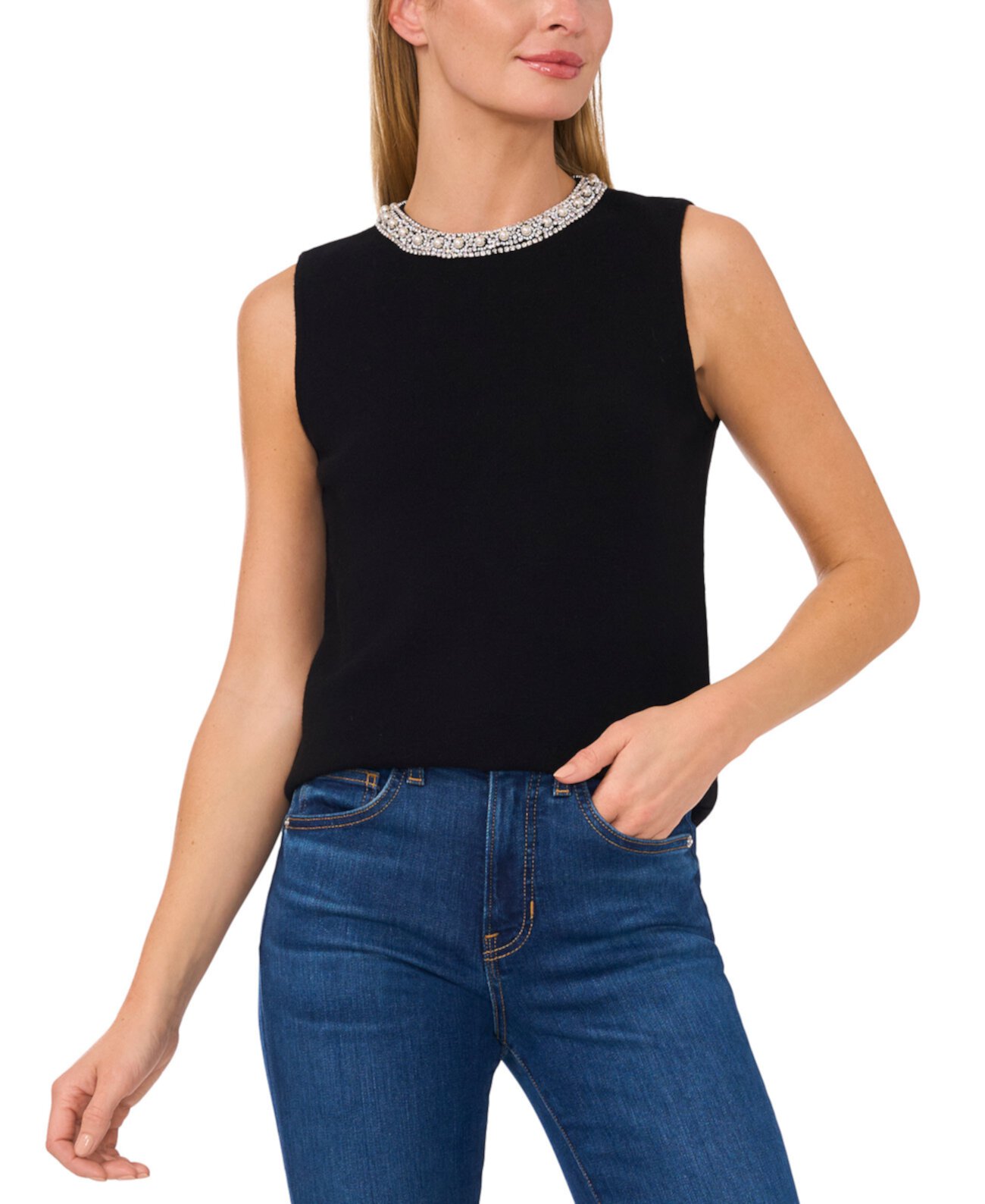 Women's Embellished Sleeveless Sweater CeCe