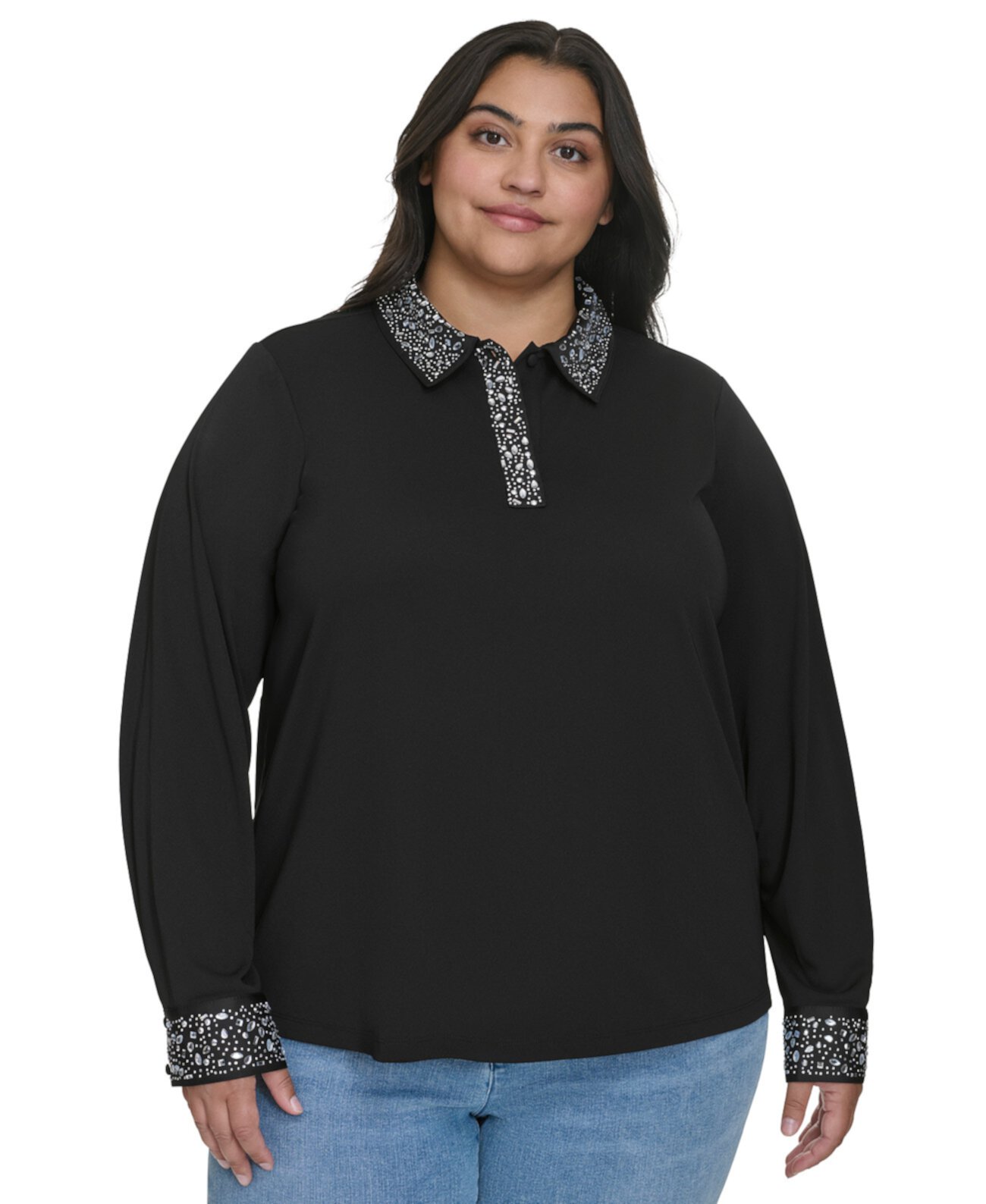 Женская Блузка Karl Lagerfeld Paris Plus Size Embellished Knit Top Karl Lagerfeld Paris