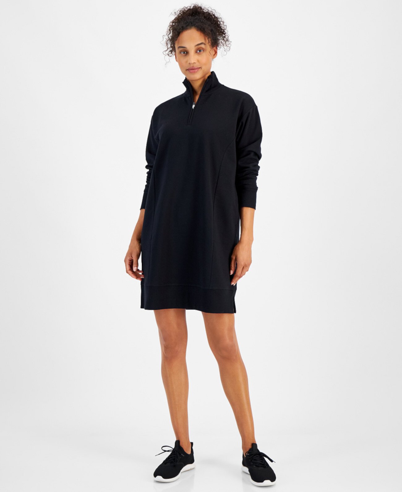 Women's Fleece 1/4-Zip Dress, Created for Macy's ID Ideology