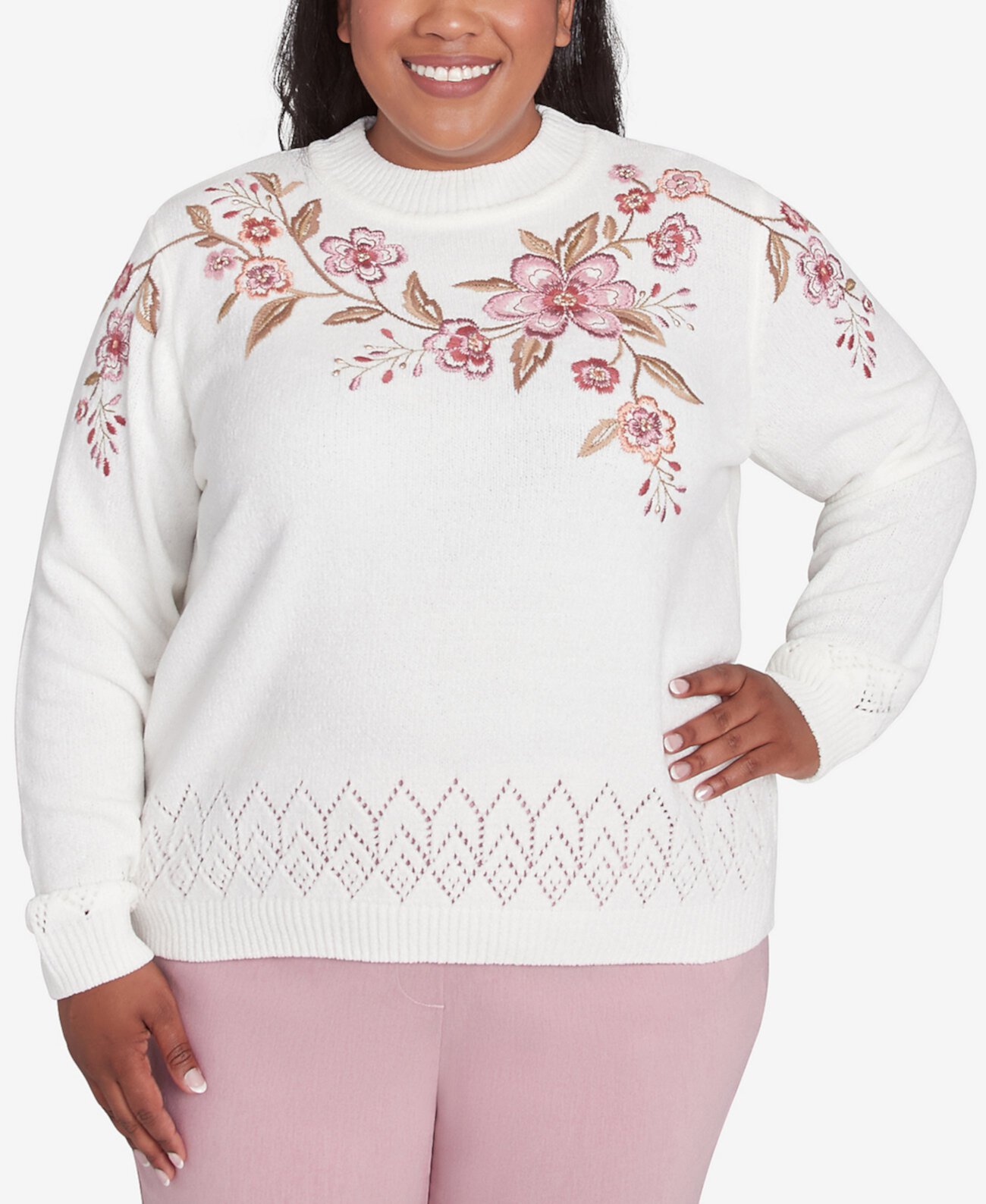 Женский Свитер Alfred Dunner Plus Size Telluride с цветочной вышивкой Alfred Dunner