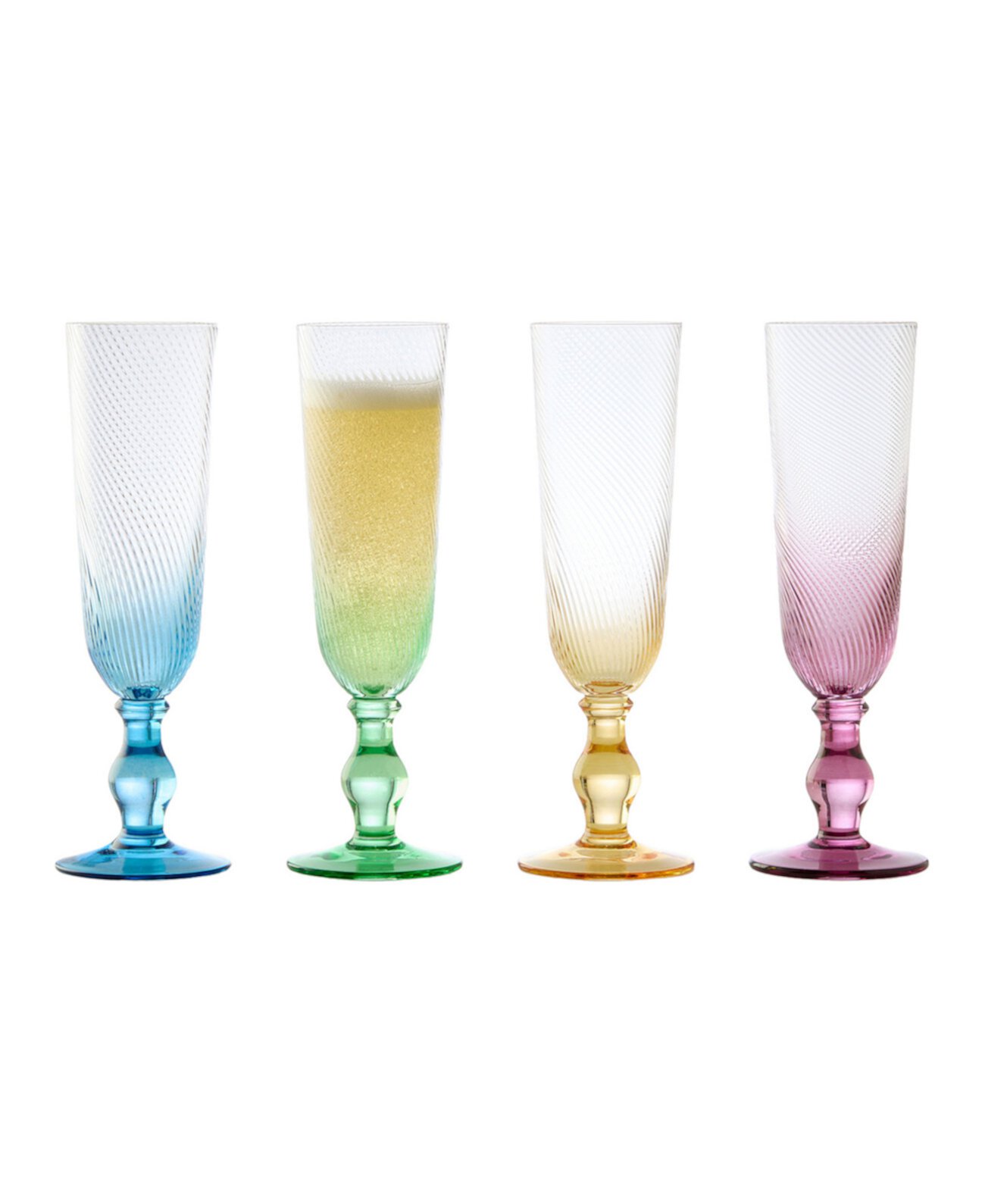 Swirl Champagne Flutes, Set of 4 Anton Studio Designs