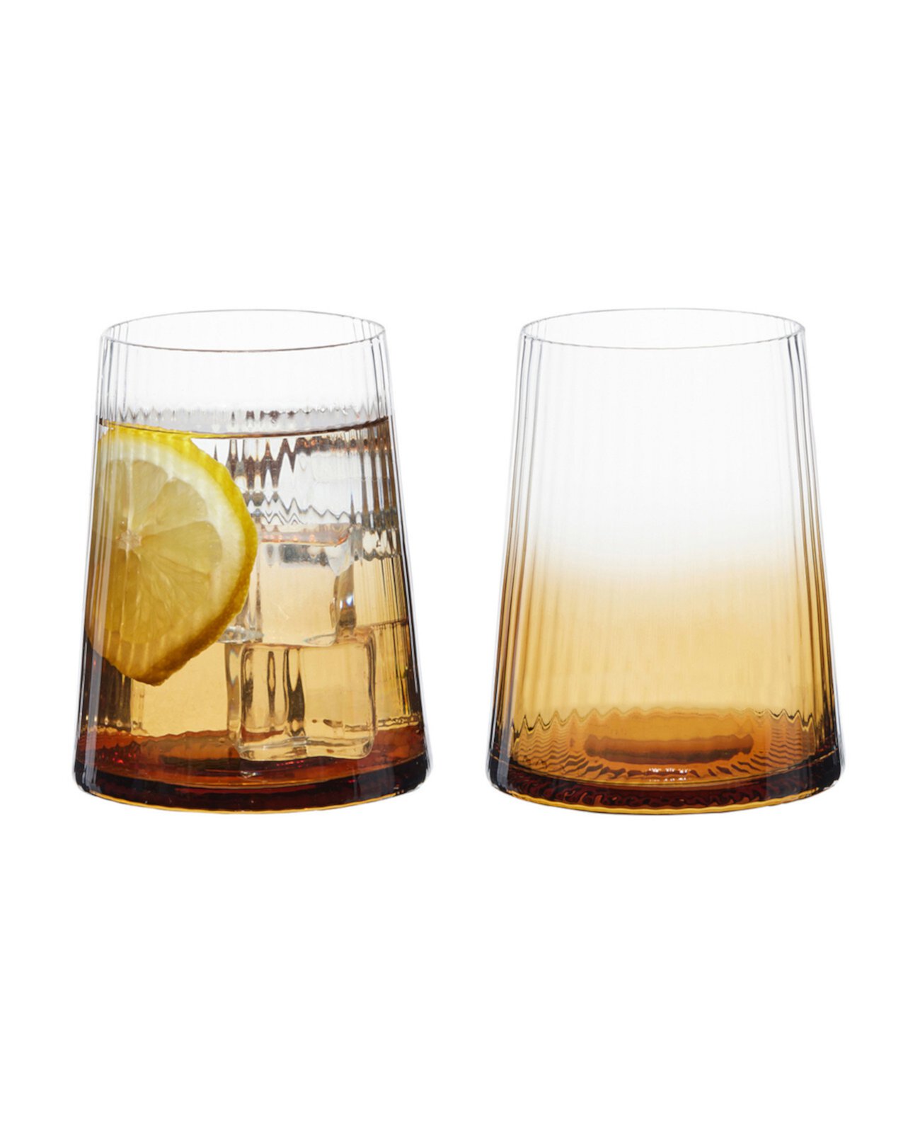 Empire Double Old Fashioned Tumblers Amber, Set of 2 Anton Studio Designs