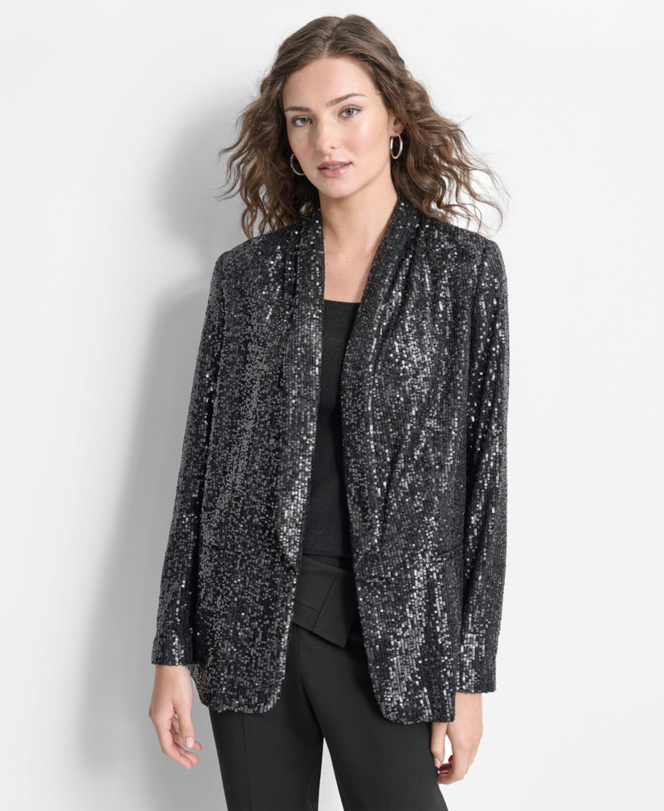 Женский Блейзер DKNY Petite Sequined Shawl-Collar Long-Sleeve Jacket DKNY