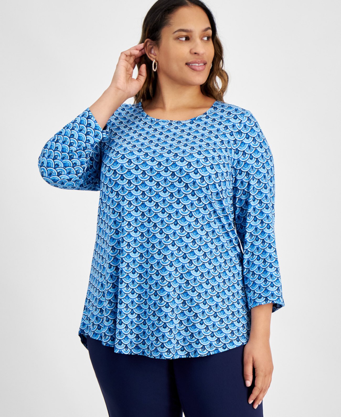 Женская Футболка J&M Collection Plus Size Leva Tile-Print J&M Collection