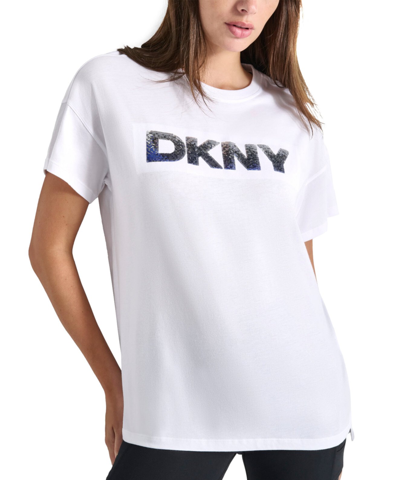 Женская Футболка DKNY Ombre с Sequins Логотипом DKNY