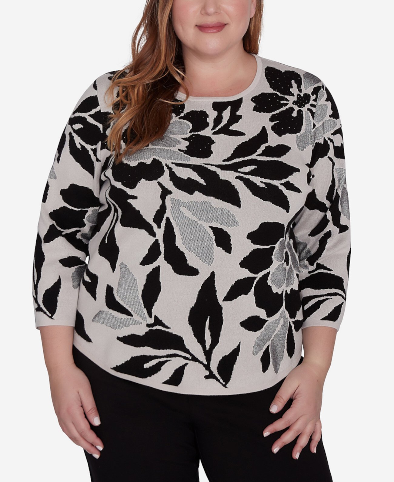 Женский Свитер Alfred Dunner Plus Size Romancing the Stone Floral Jacquard Alfred Dunner