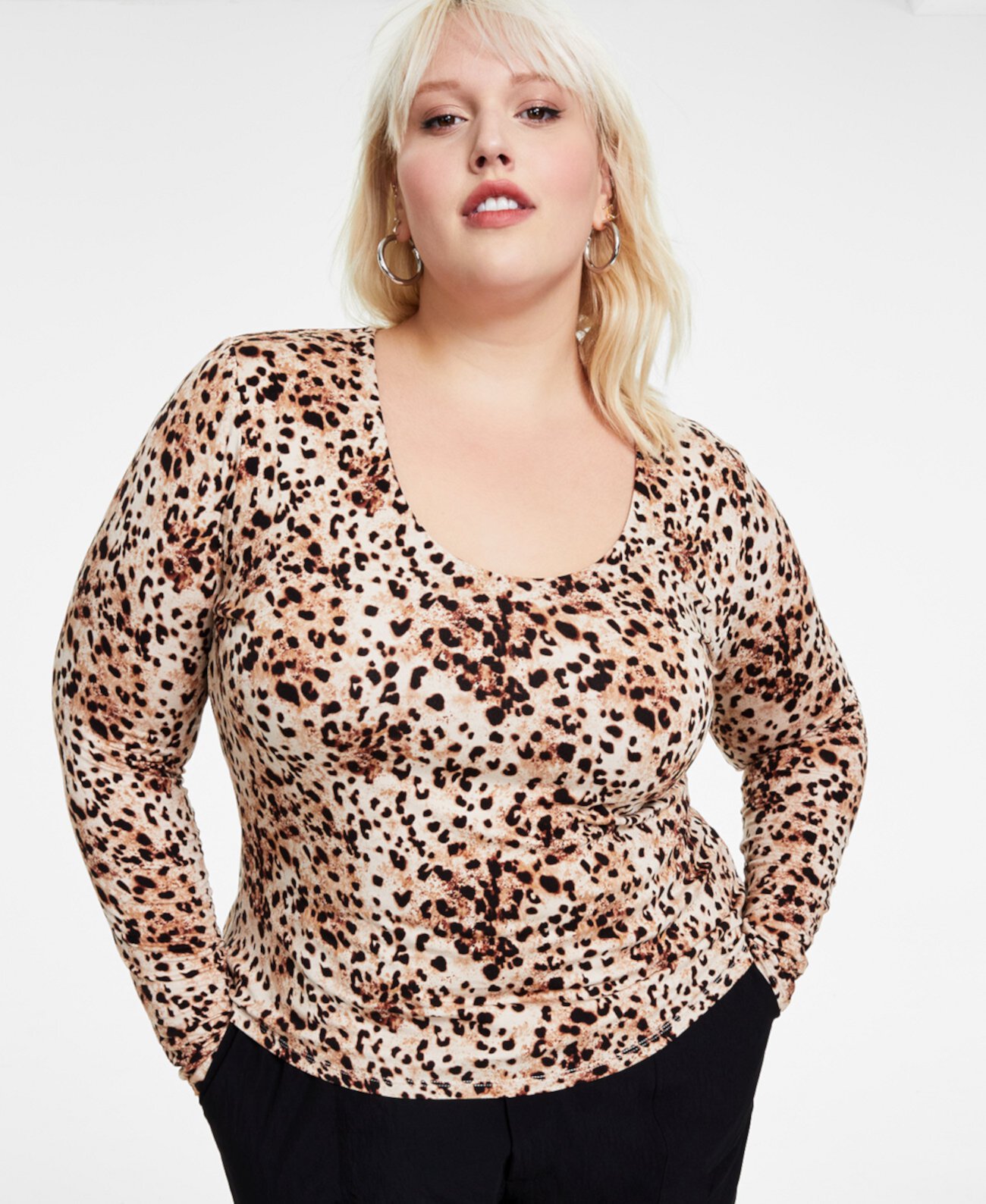 Женская Футболка Bar III Trendy Plus Size Cheetah-Print Bar III