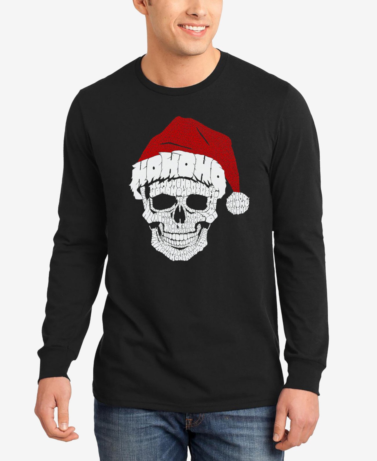 Мужская Футболка LA Pop Art Santa Skull Word Art LA Pop Art