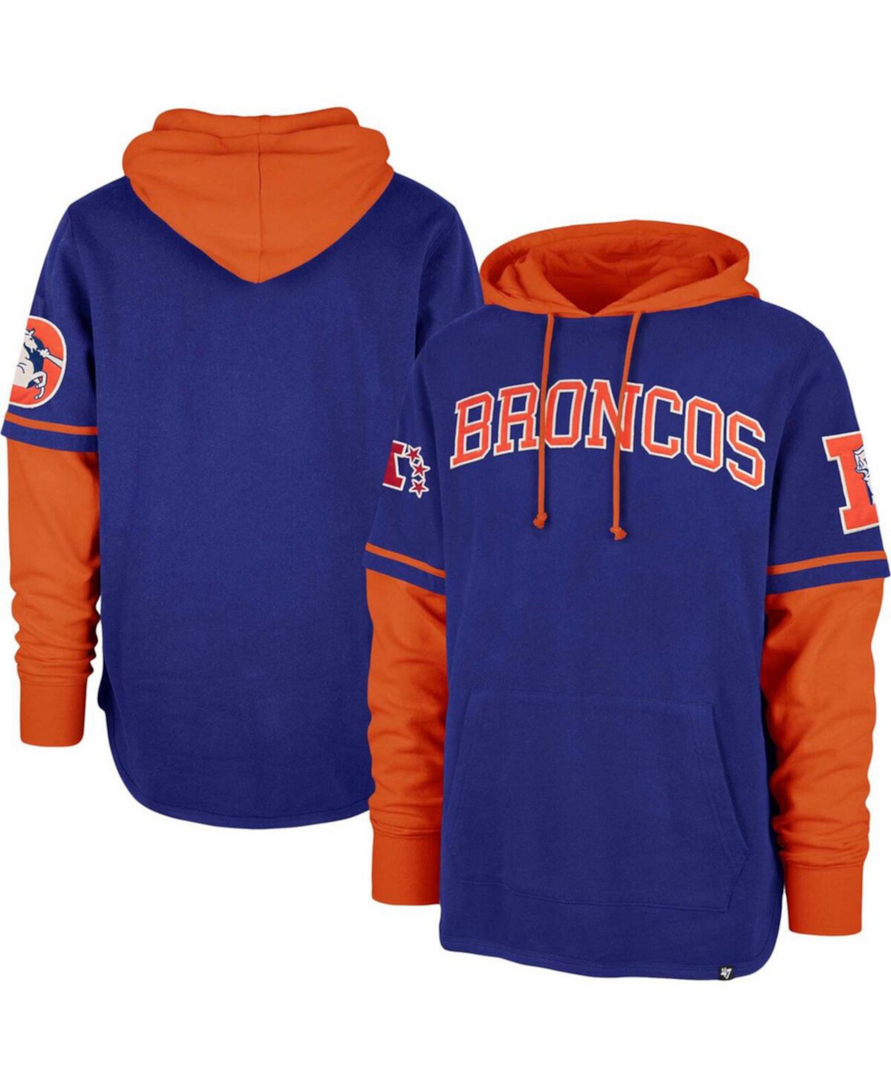 Флисовое мужское худи '47 Brand с капюшоном и нашивкой Royal Denver Broncos '47 Brand