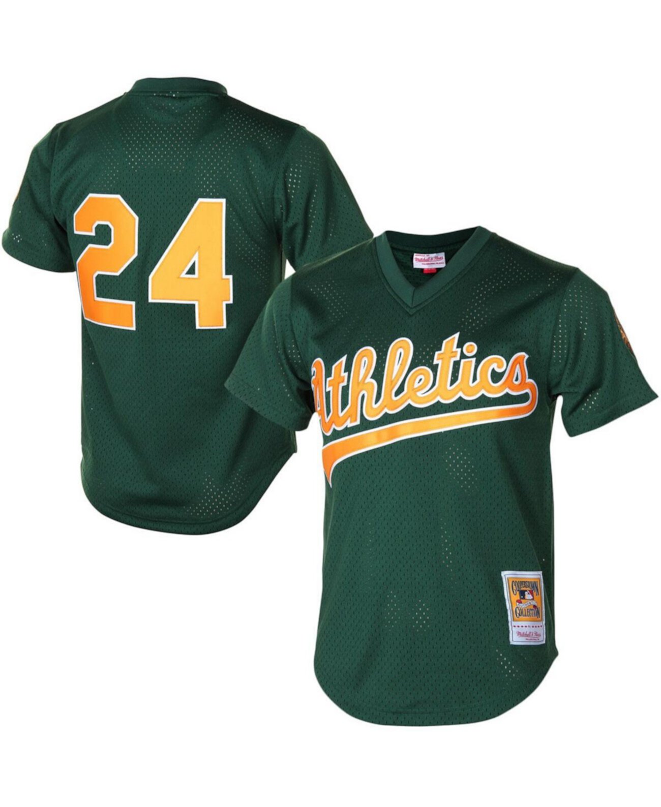 Мужское Джерси Mitchell & Ness Rickey Henderson Зеленое Oakland Athletics 1998 Cooperstown Меш Mitchell & Ness