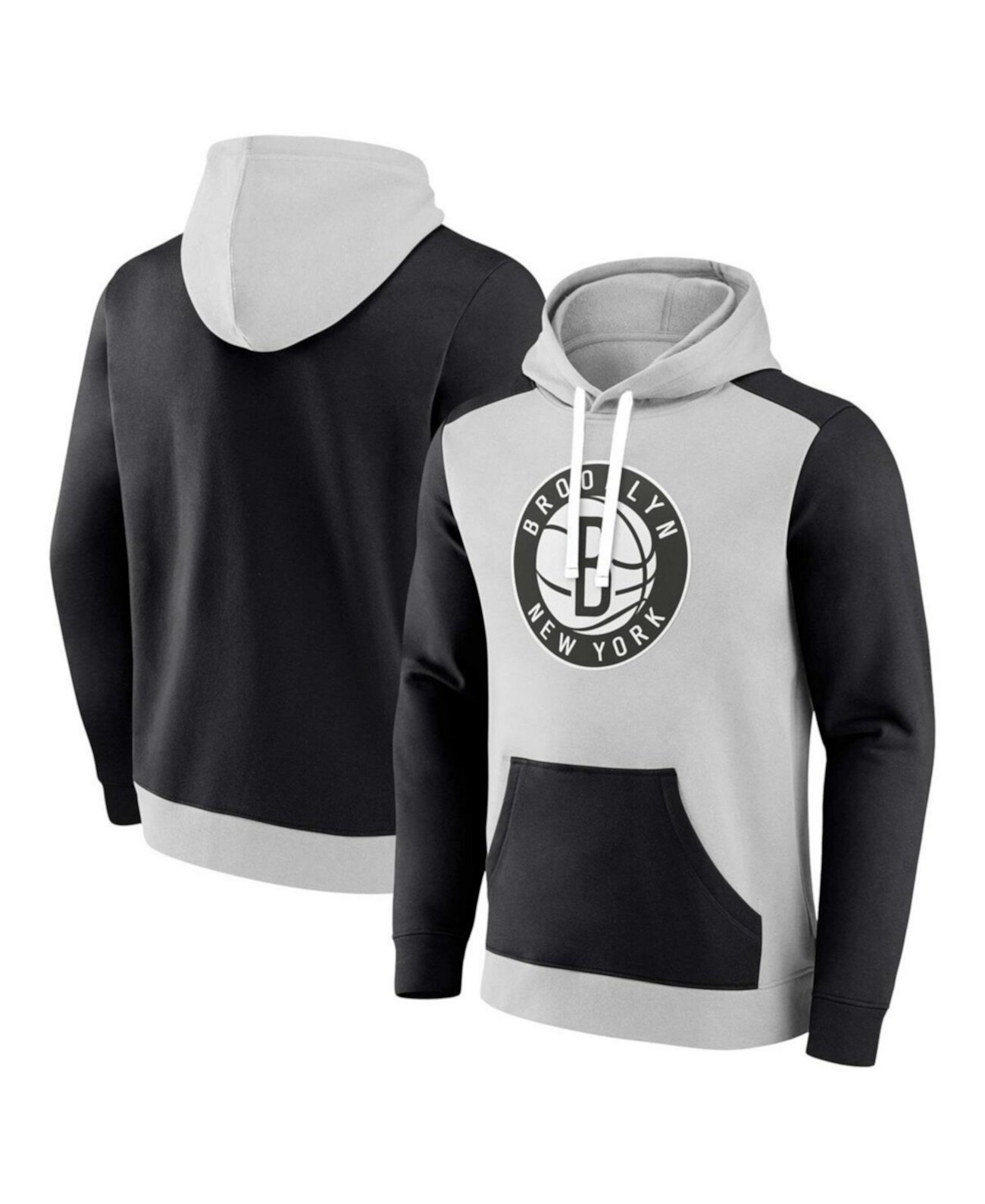 Мужское Худи Fanatics Серое/Чёрное Brooklyn Nets Arctic Colorblock Fanatics