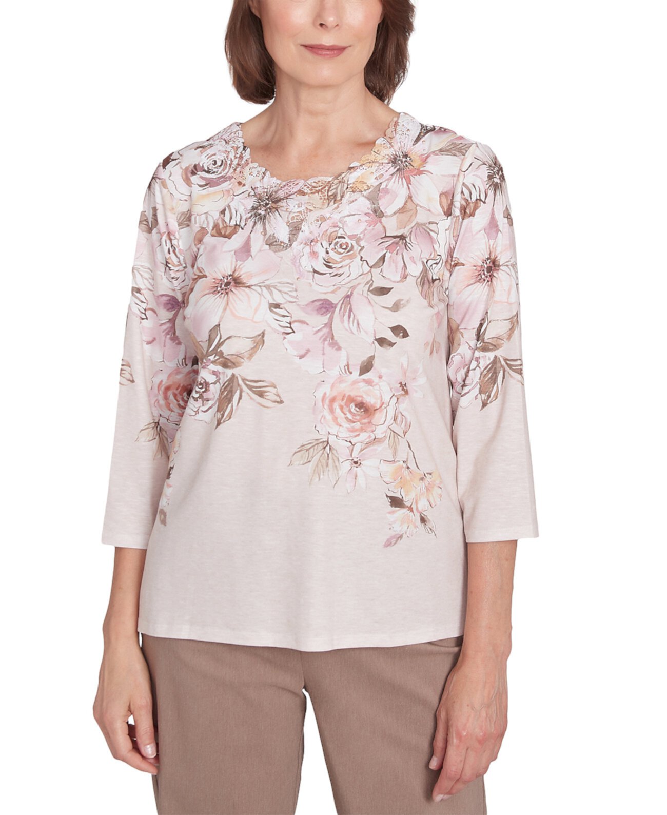 Женская Блузка Alfred Dunner Petite Telluride Falling Floral Lace Alfred Dunner