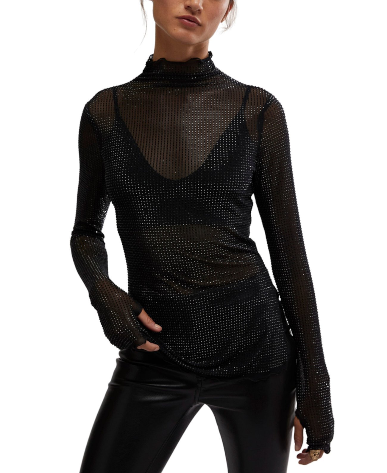 Женская Блузка Free People Dance All Night Studded Sheer Long-Sleeve Top Free People