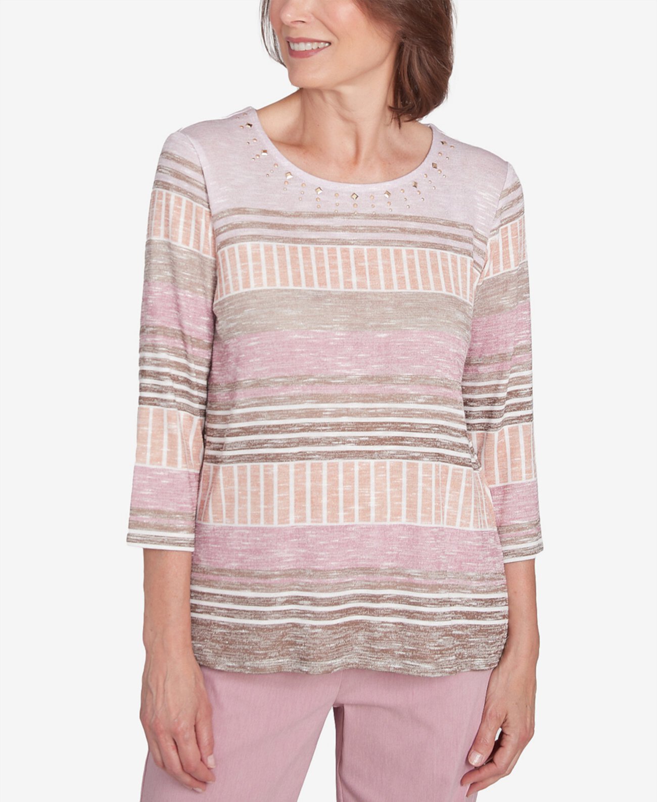 Женская Блузка Alfred Dunner Telluride Stripe Patchwork Alfred Dunner