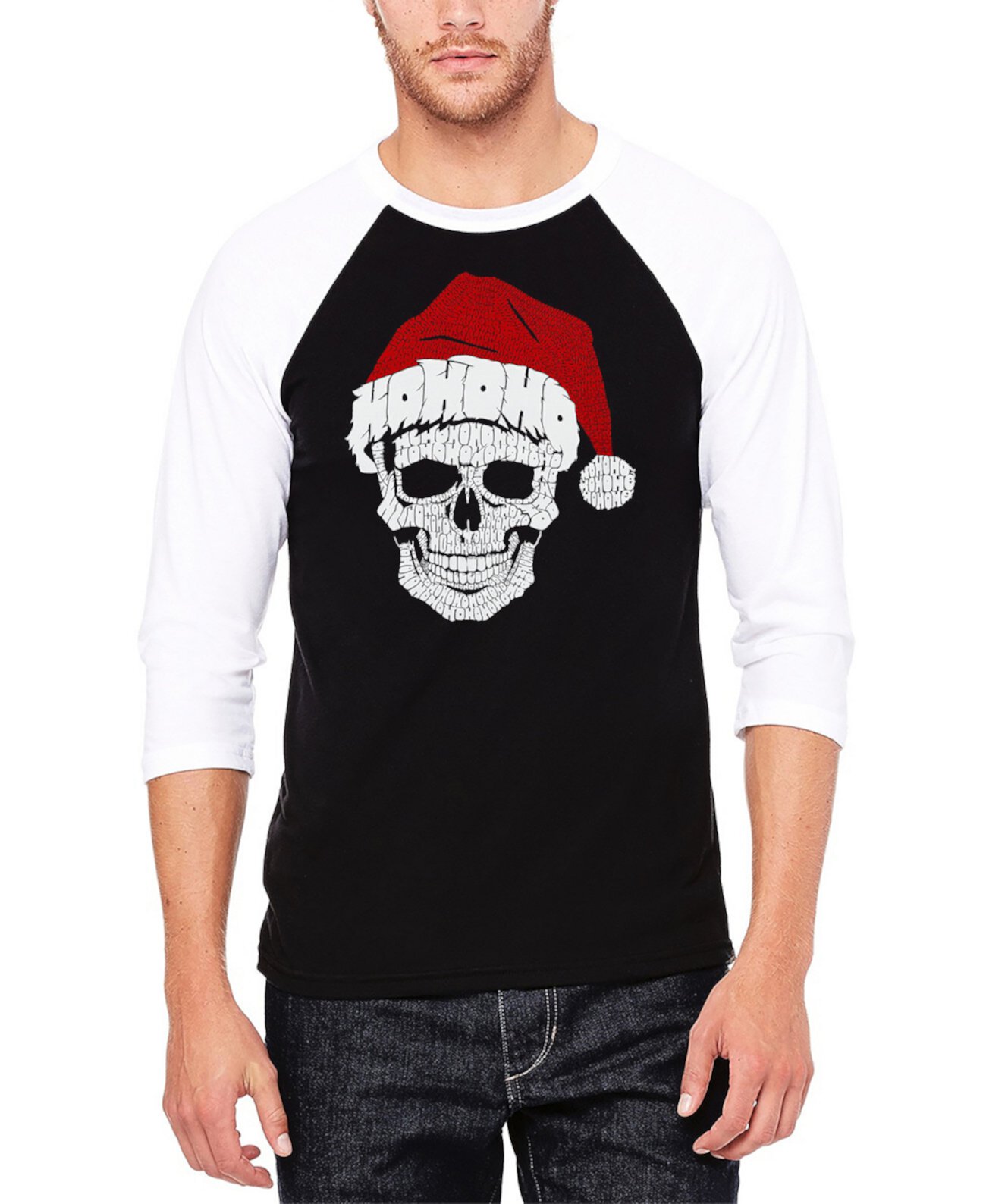 Мужская Повседневная рубашка LA Pop Art Santa Skull Raglan LA Pop Art